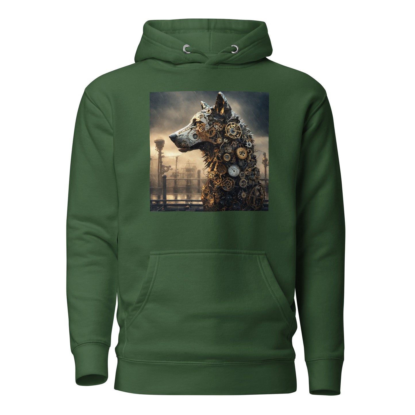 Clockwork Canine Men's Steampunk Hoodie Forest Green