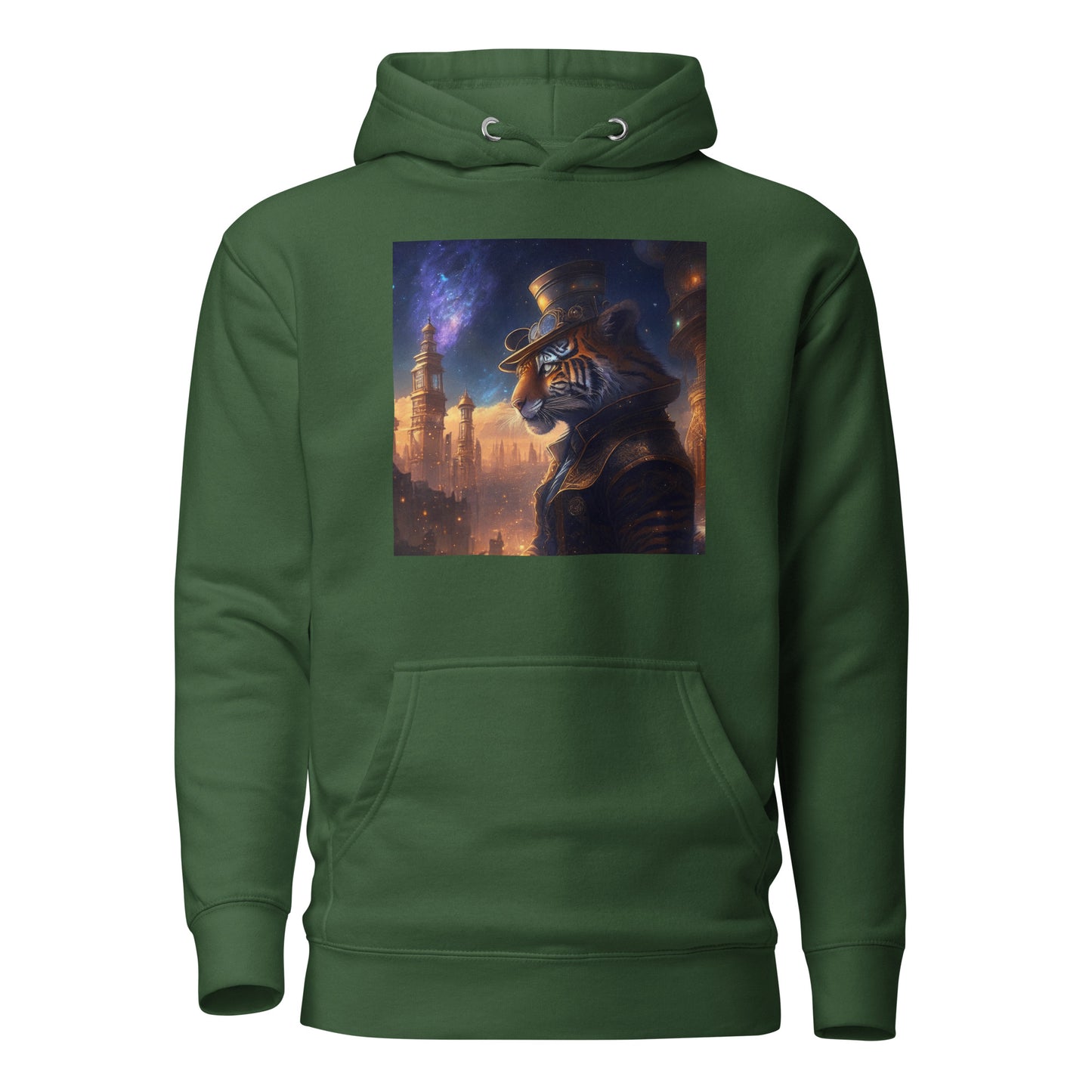 Midnight Tiger Men's Hoodie Forest Green