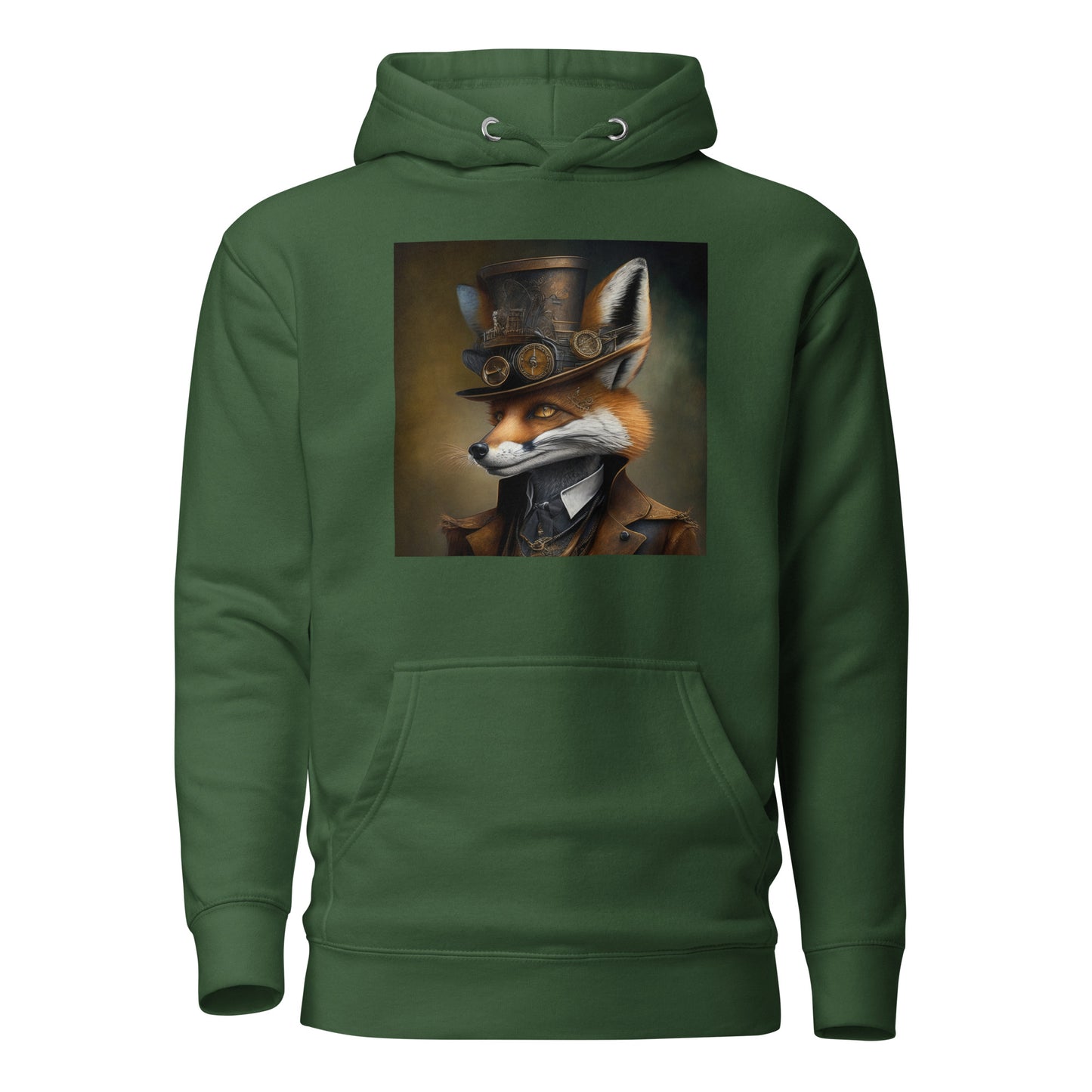 Gears & Genius Steampunk Fox Men's Hoodie Forest Green