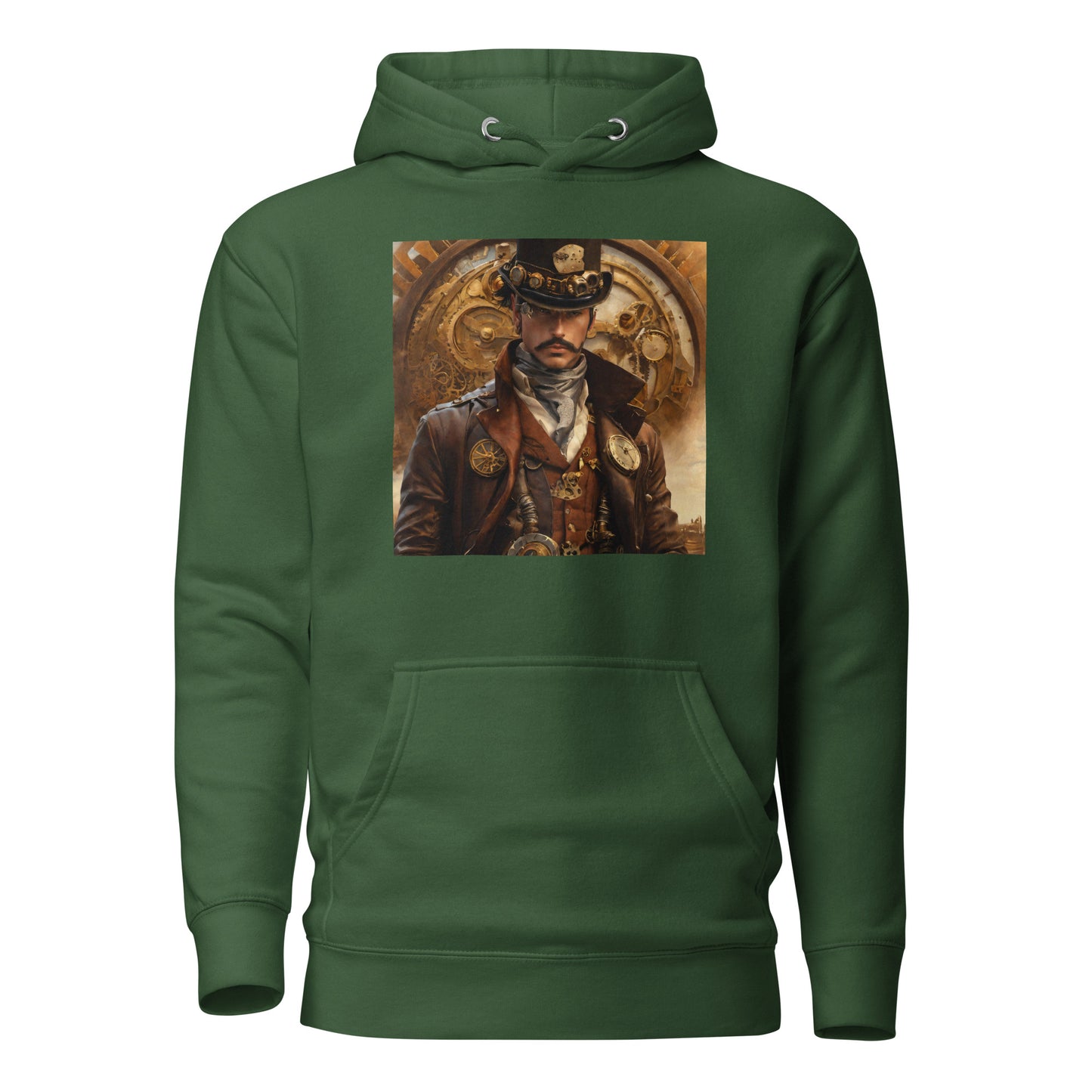 Brass and Copper Cowboy Men's Steampunk Hoodie Forest Green