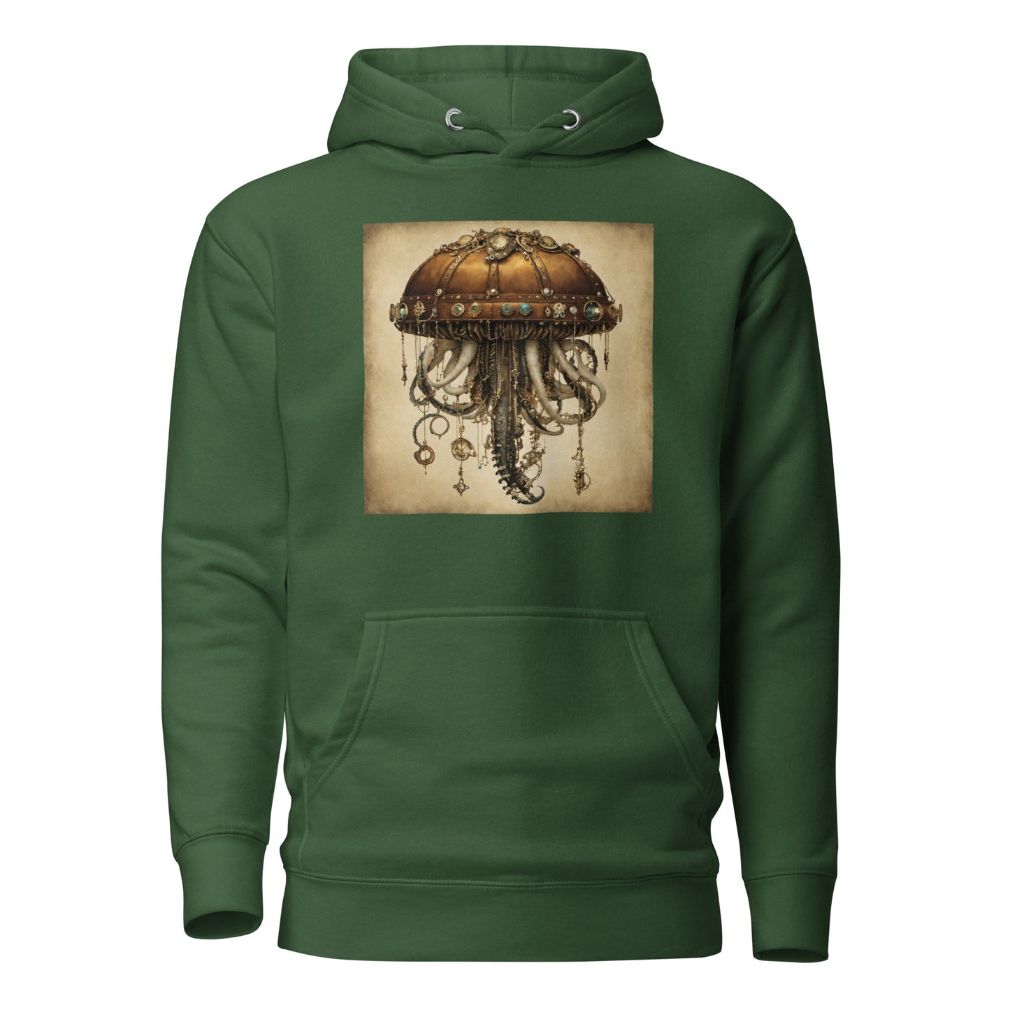 Steampunk Jellyfish Men's Hoodie Forest Green