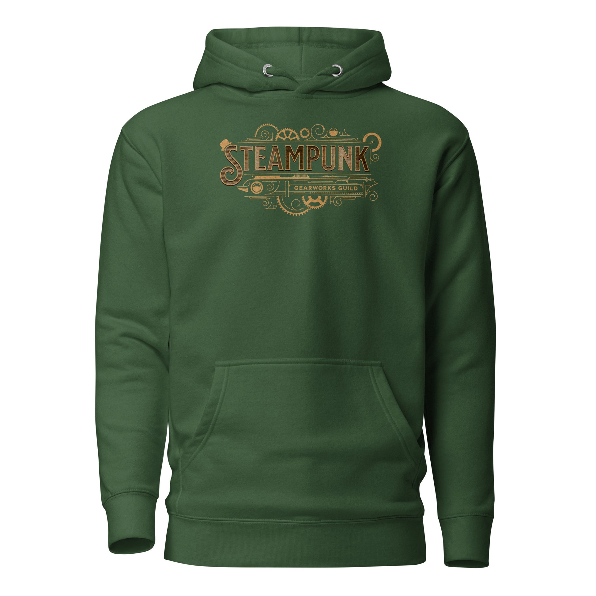 Steampunk Gearworks Guild Men's Hoodie Forest Green