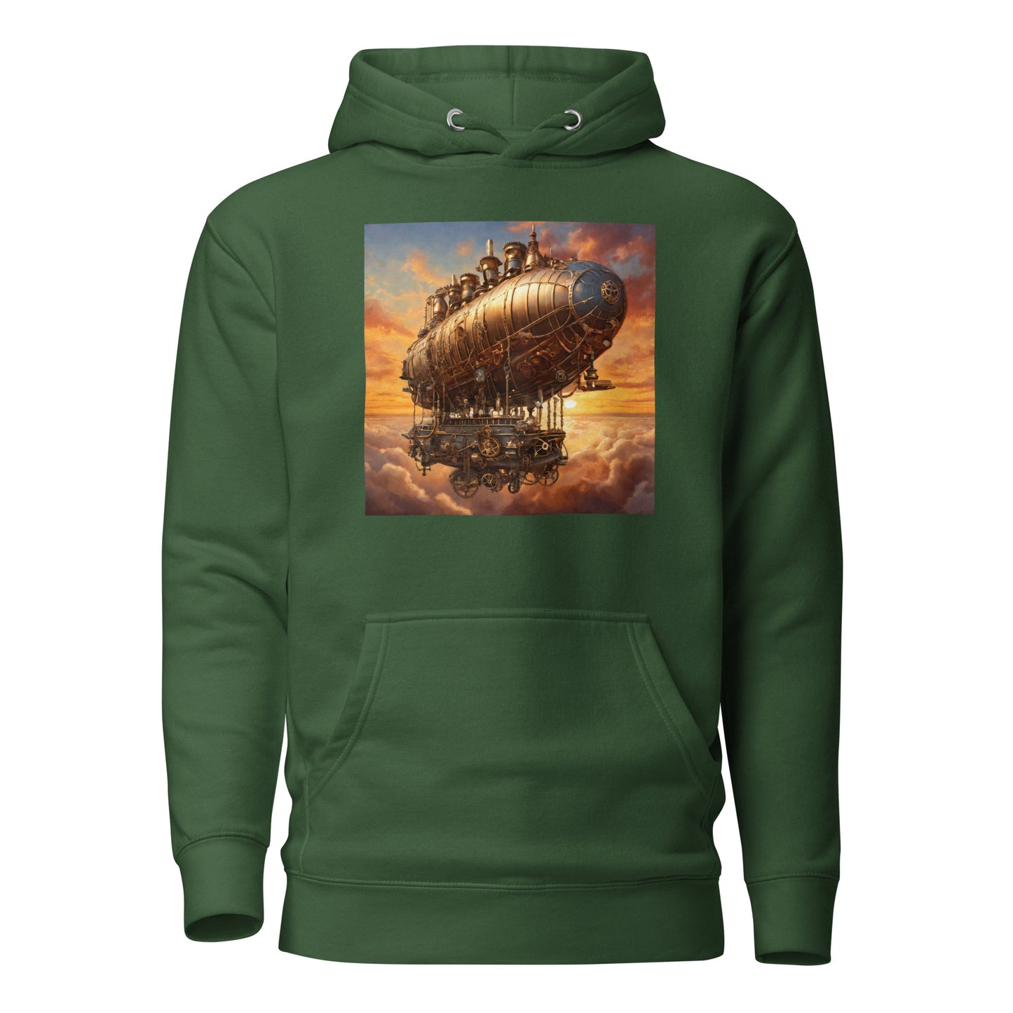 Amazing Airship Men's Steampunk Hoodie Forest Green