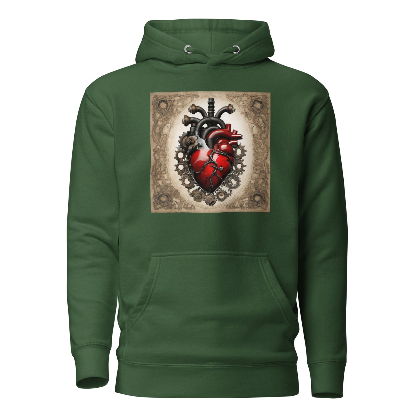 Gears Make My Blood Pump Men's Steampunk Hoodie Forest Green