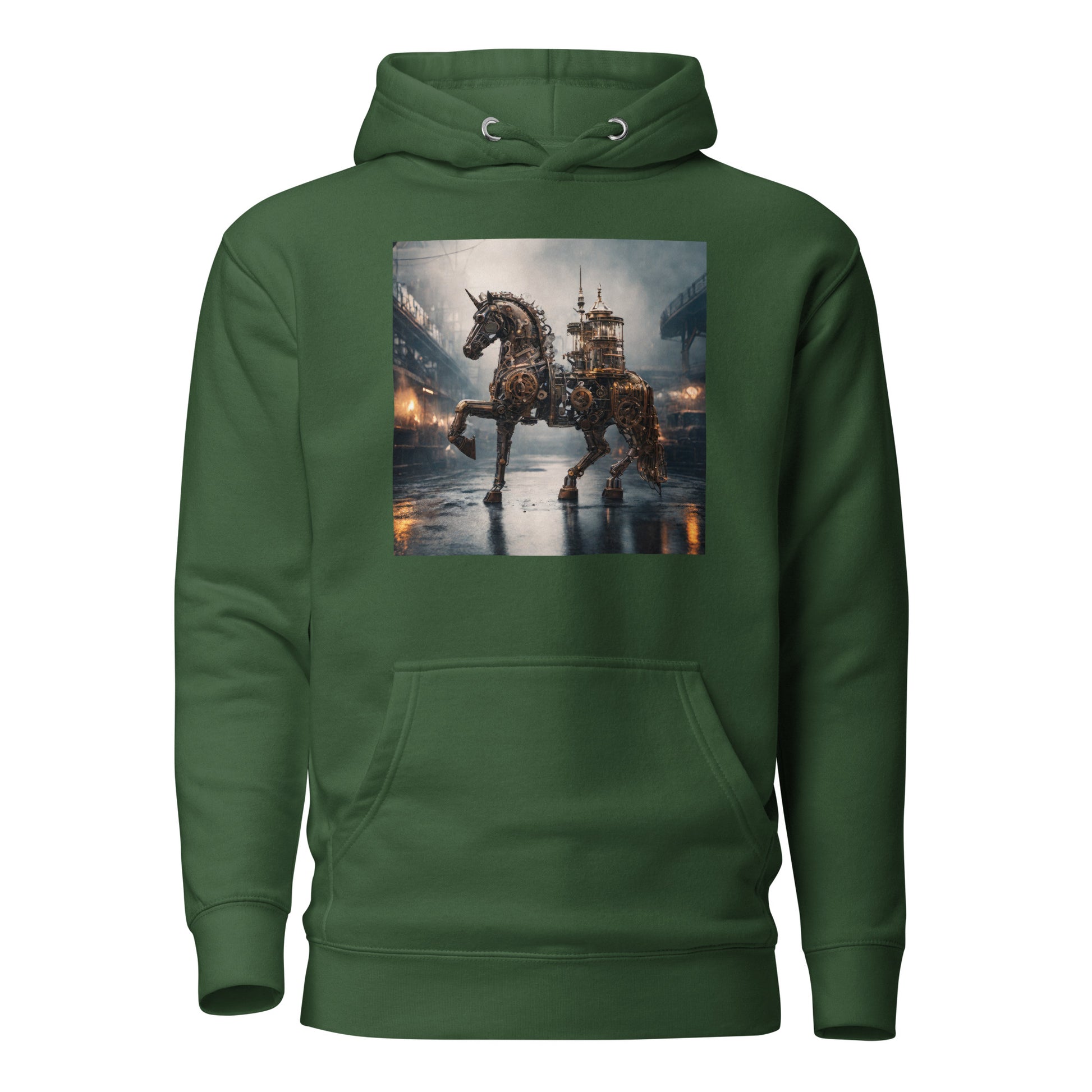 Steampunked Horse Men's Hoodie Forest Green