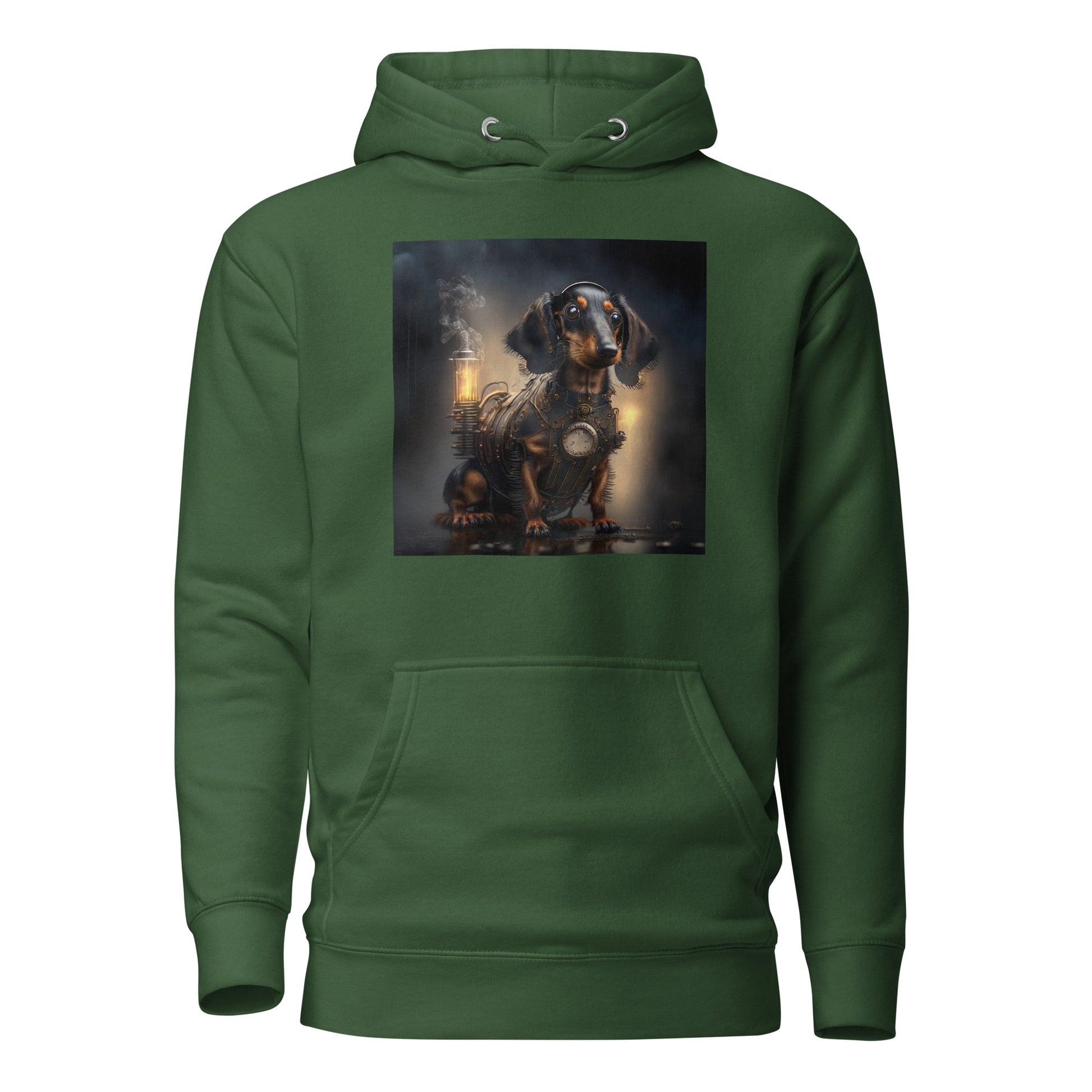 Pump Powered Pooch Men's Steampunk Hoodie Forest Green