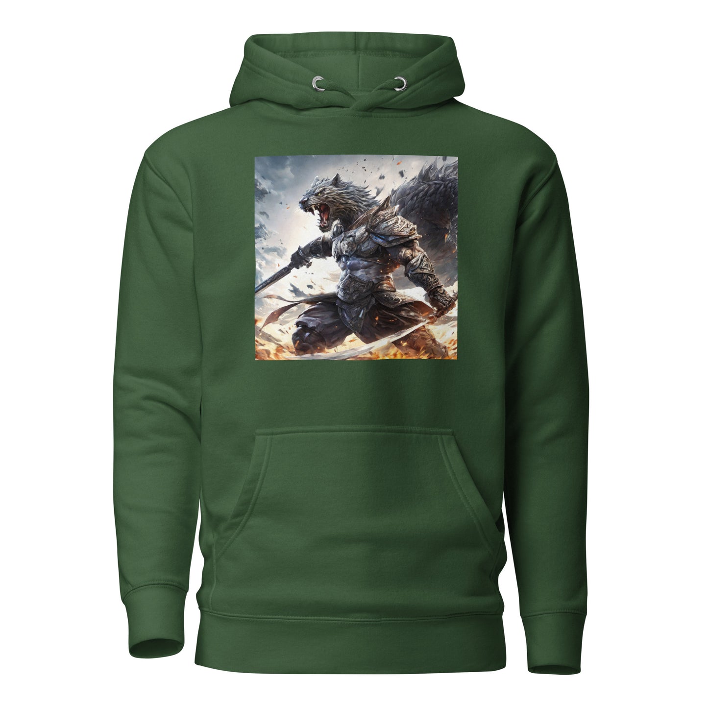 Raging Savage Men's Anime Hoodie Forest Green