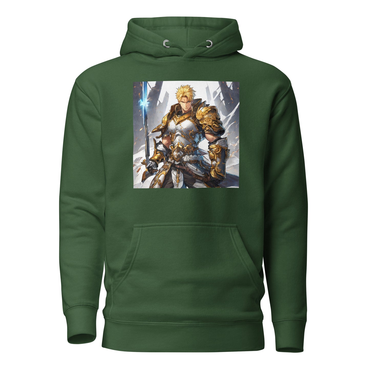 Gold-Clad Champion Men's Anime Hoodie Forest Green