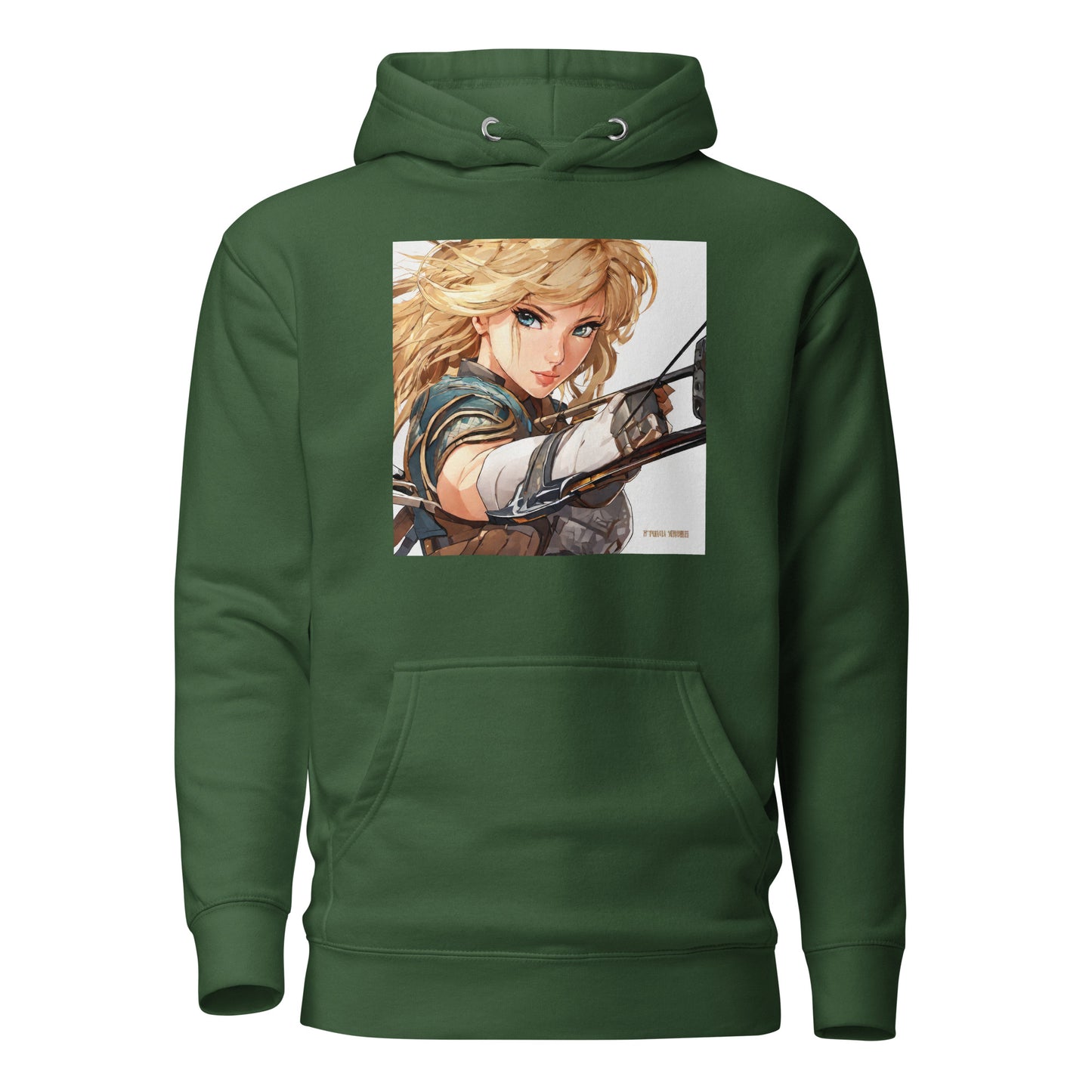 Fierce Shieldmaiden Men's Anime Hoodie Forest Green