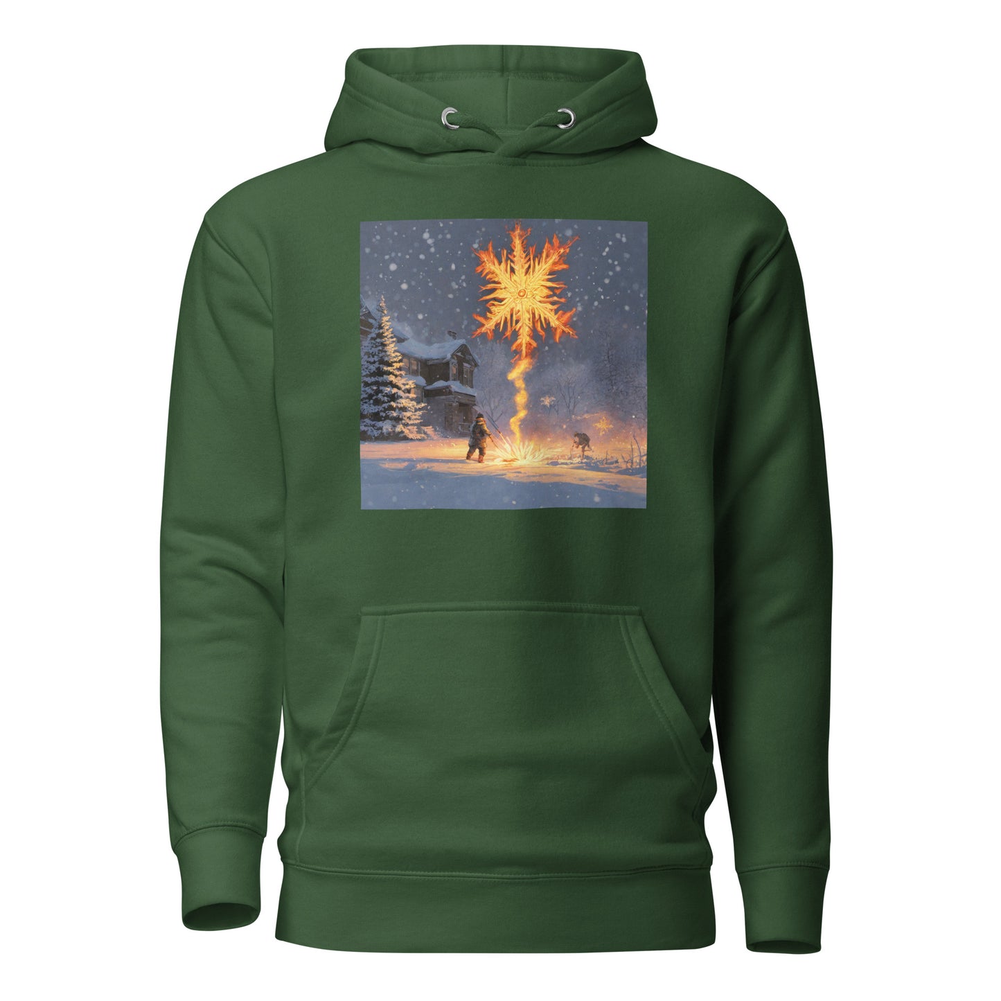 Fire from Ice Snowflake Men's Anime Hoodie Forest Green