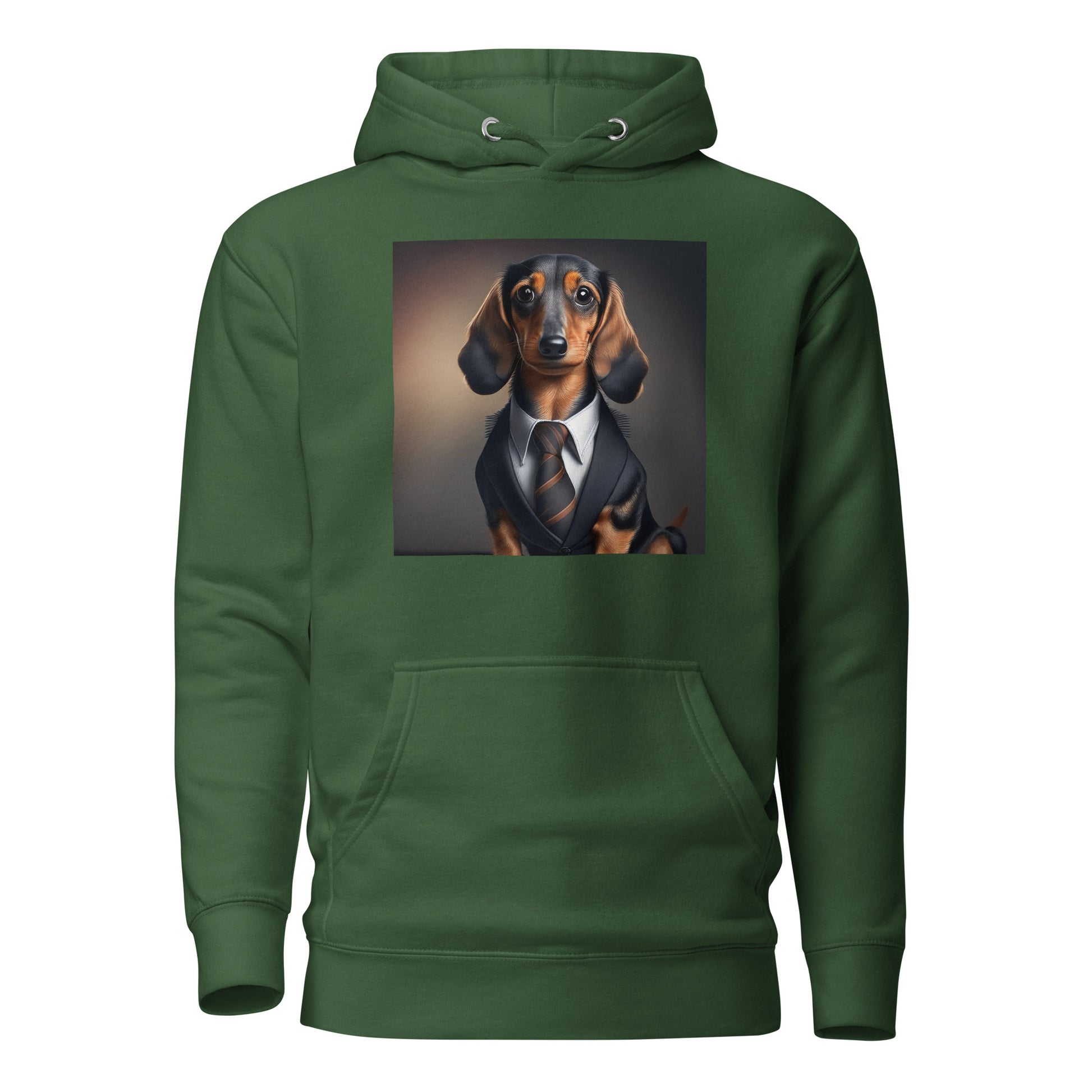 Dapper Dachshund Men's Dog Lover Hoodie Forest Green