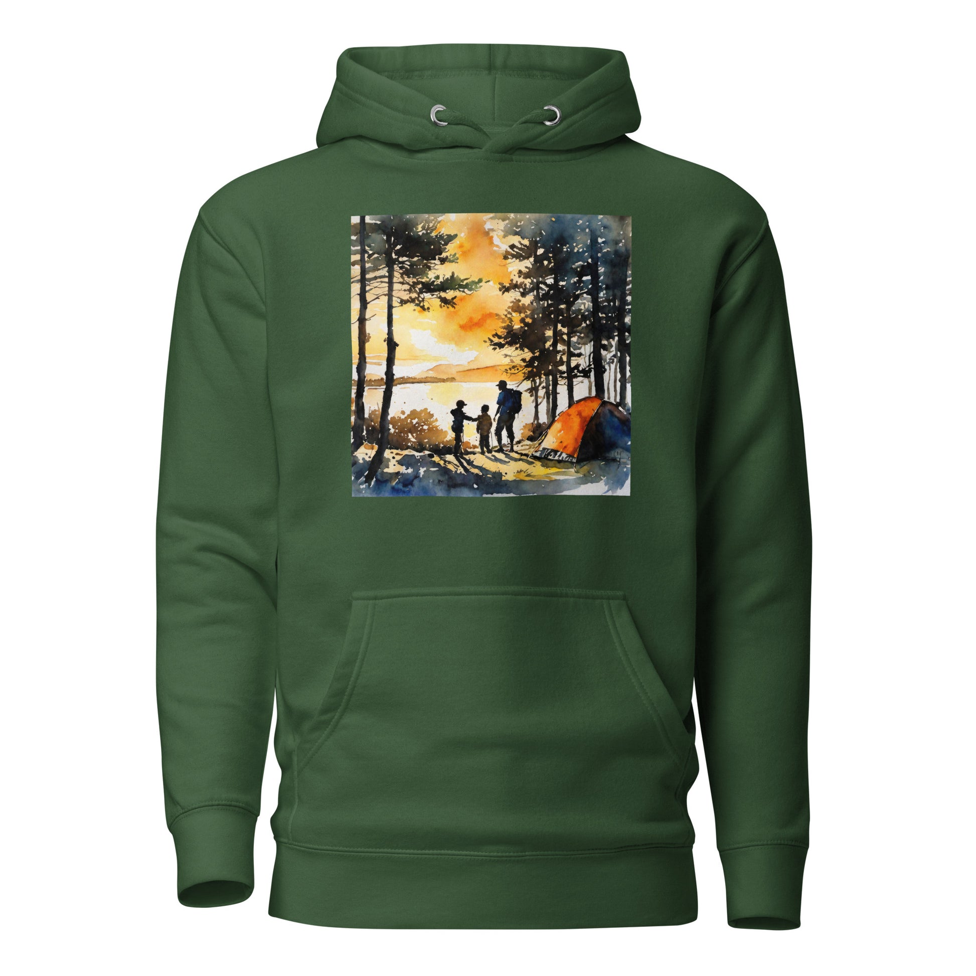 Nostalgic Camping with Dad Hoodie Forest Green