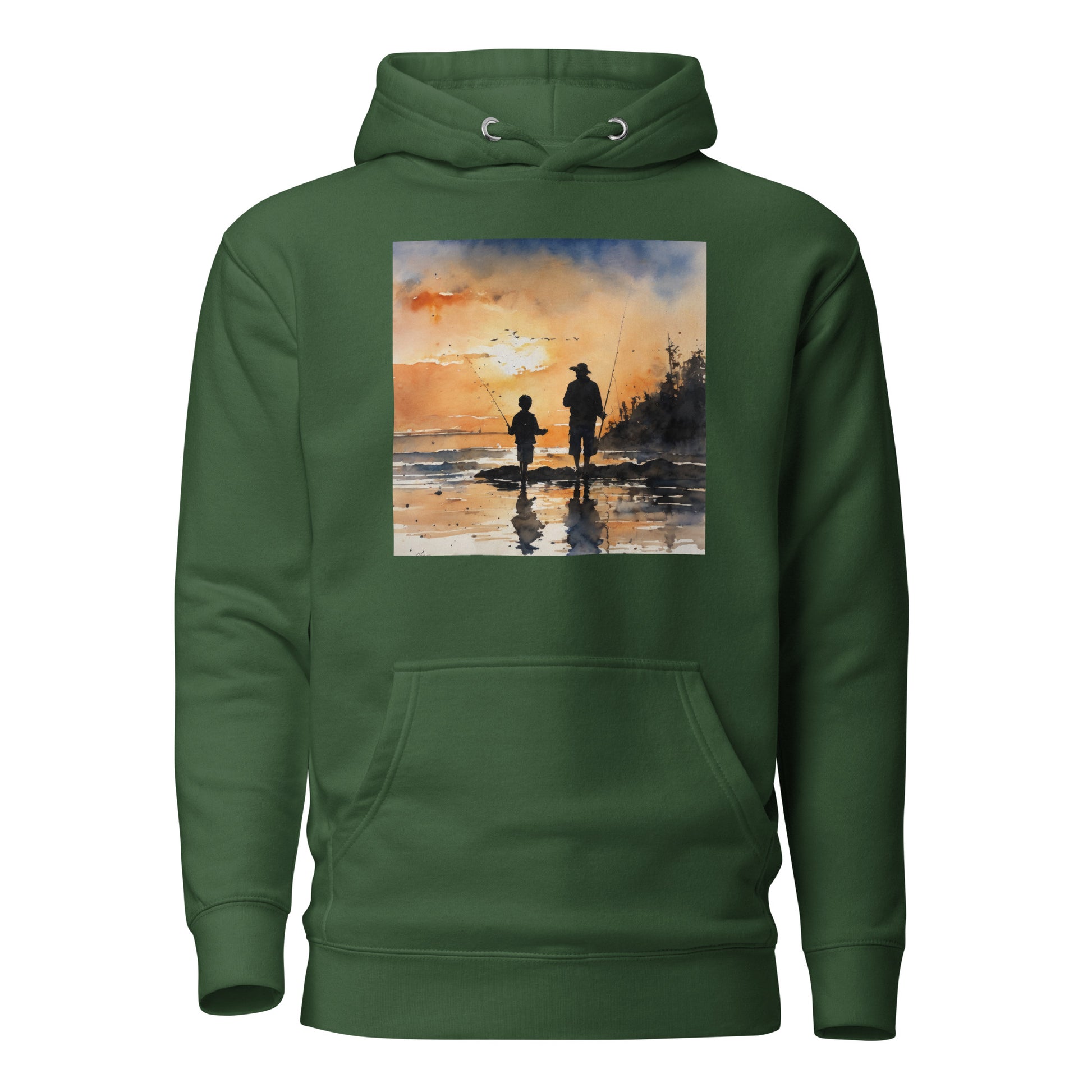 Fishing Days with Dad Hoodie Forest Green