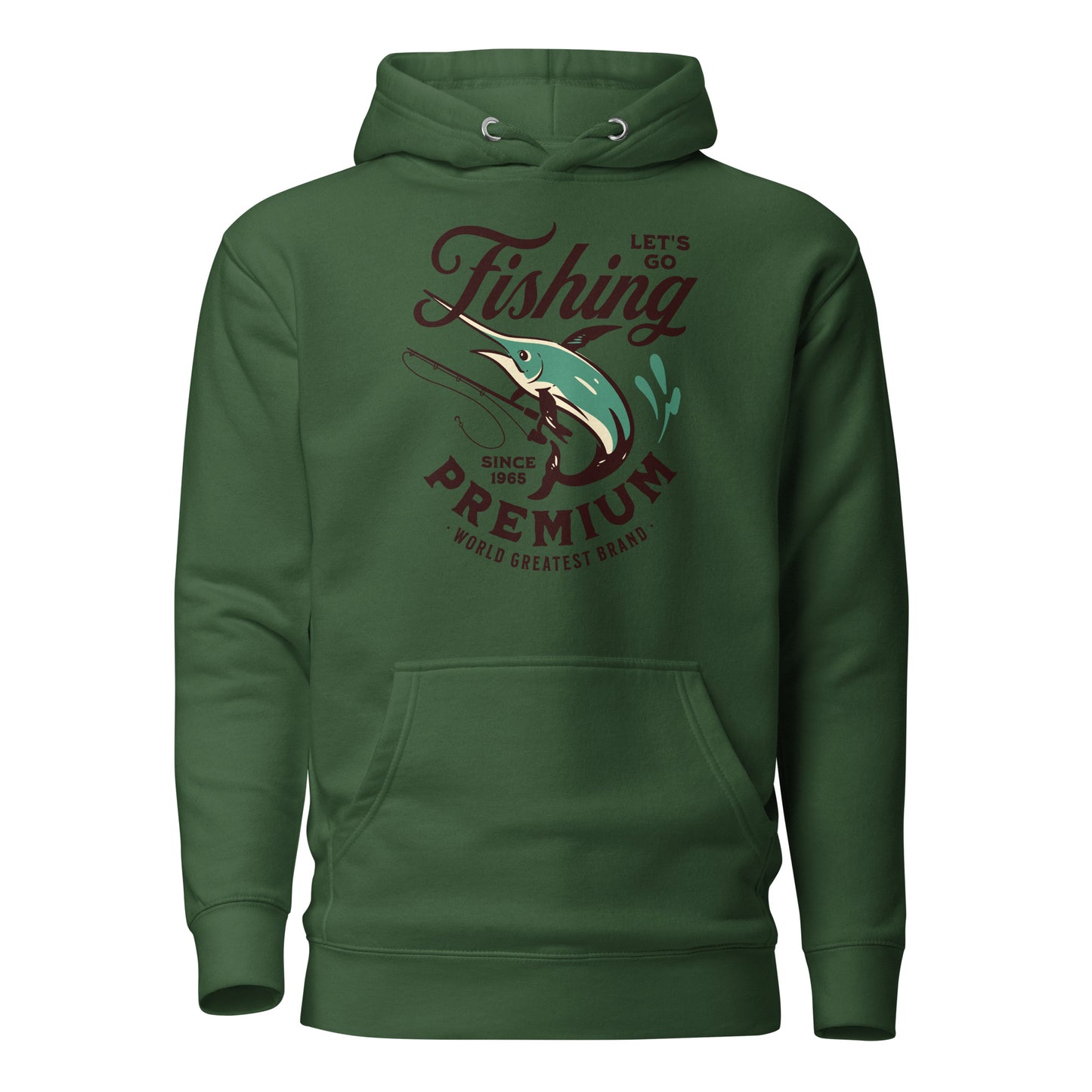 Let's Go Fishing Hoodie Gift for Dad Forest Green