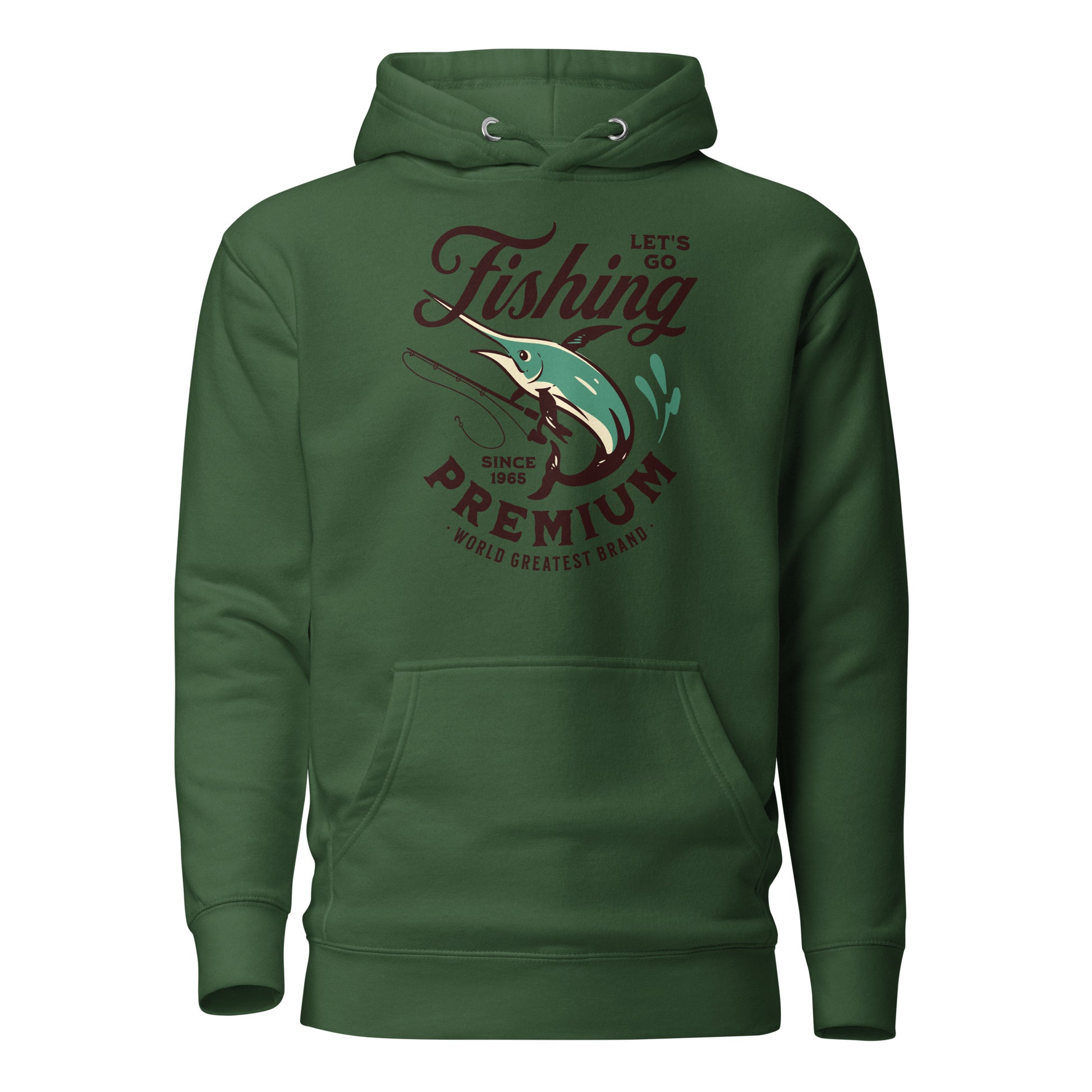 Let's Go Fishing Hoodie Gift for Dad Forest Green