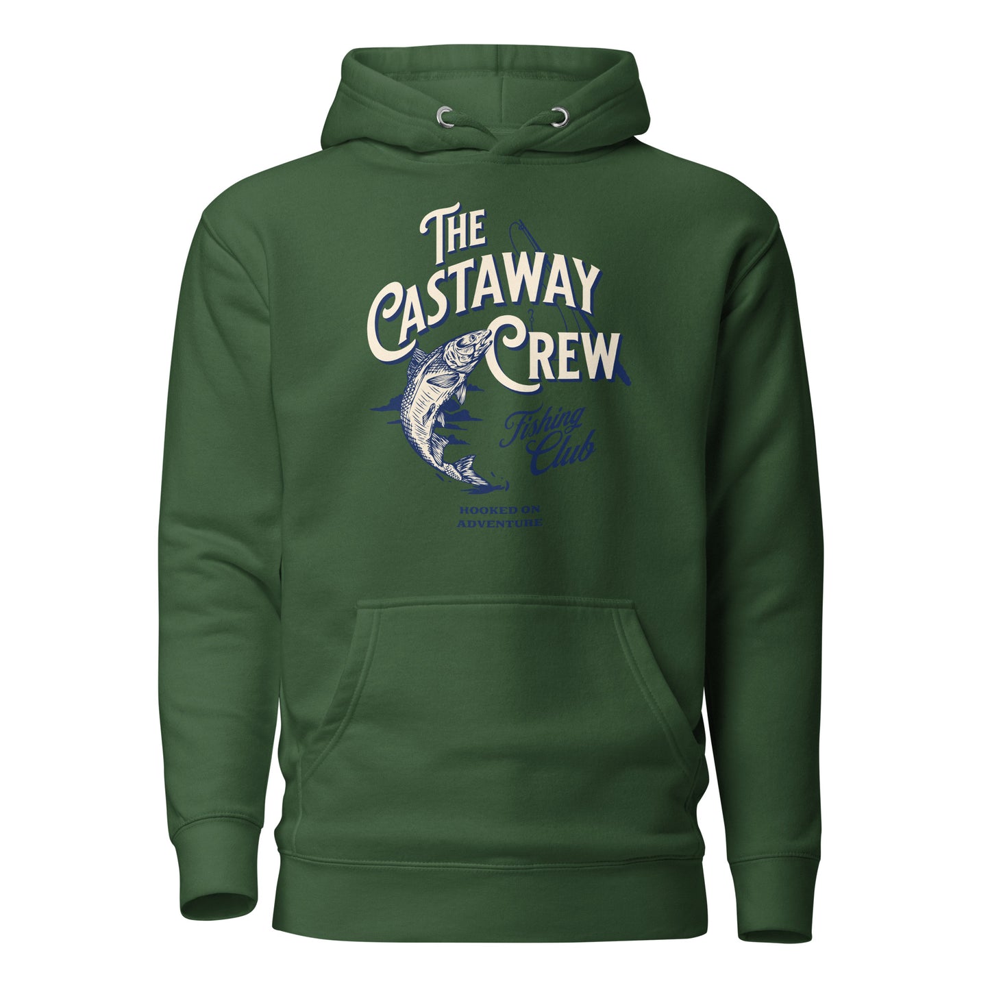 The Castaway Crew Fishing Club Hoodie for Dad Forest Green