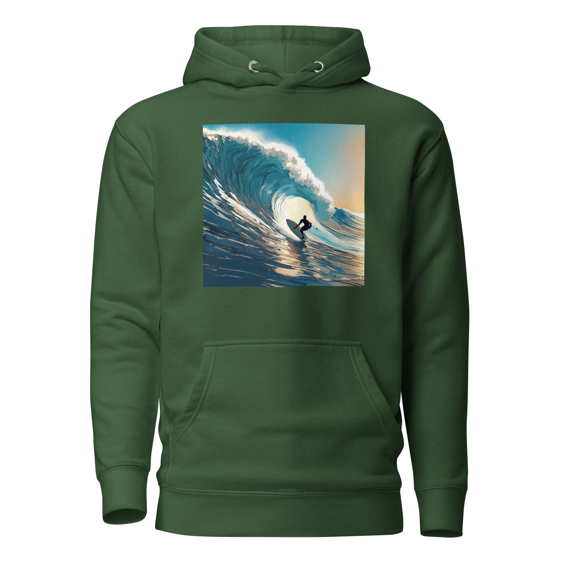 Catching Waves Surfing Men's Hoodie Forest Green