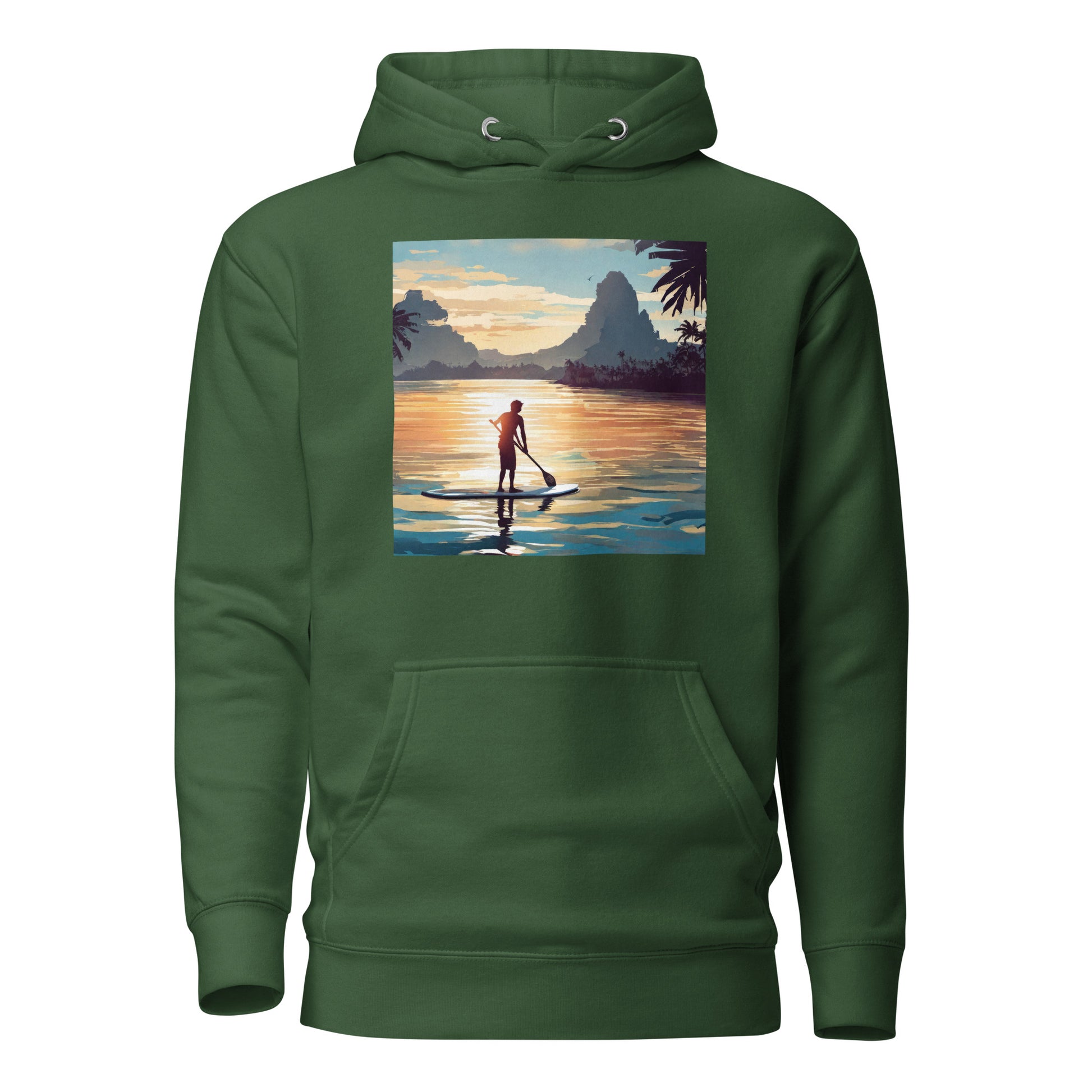 Paddleboarding Paradise Men's Hoodie Forest Green