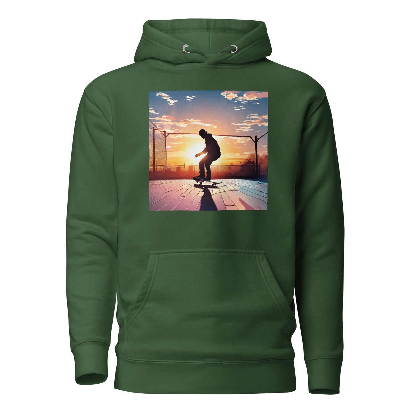 Skateboarding in the Sunset Men's Hoodie Forest Green