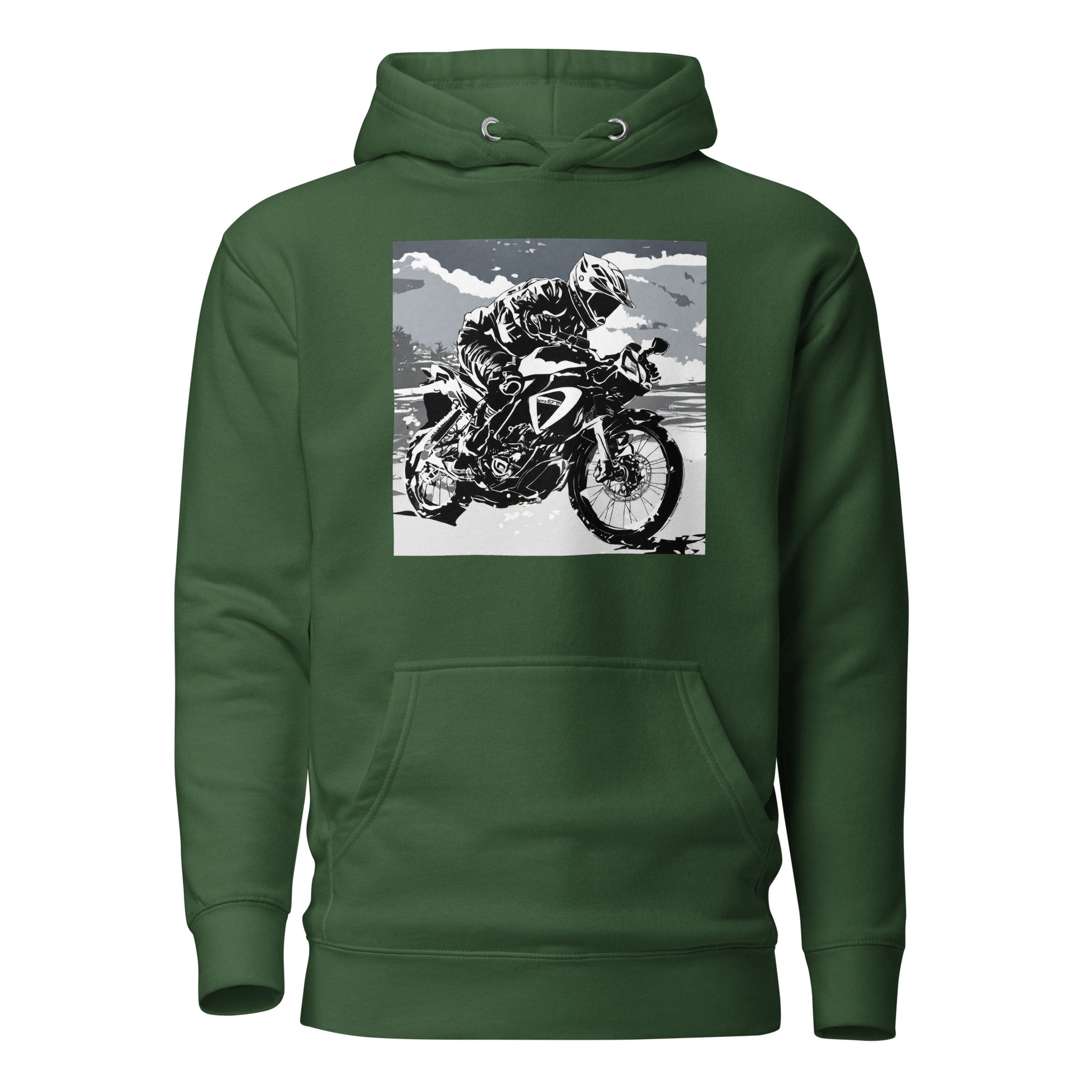 Dirt Bike Racer Men's Hoodie Forest Green