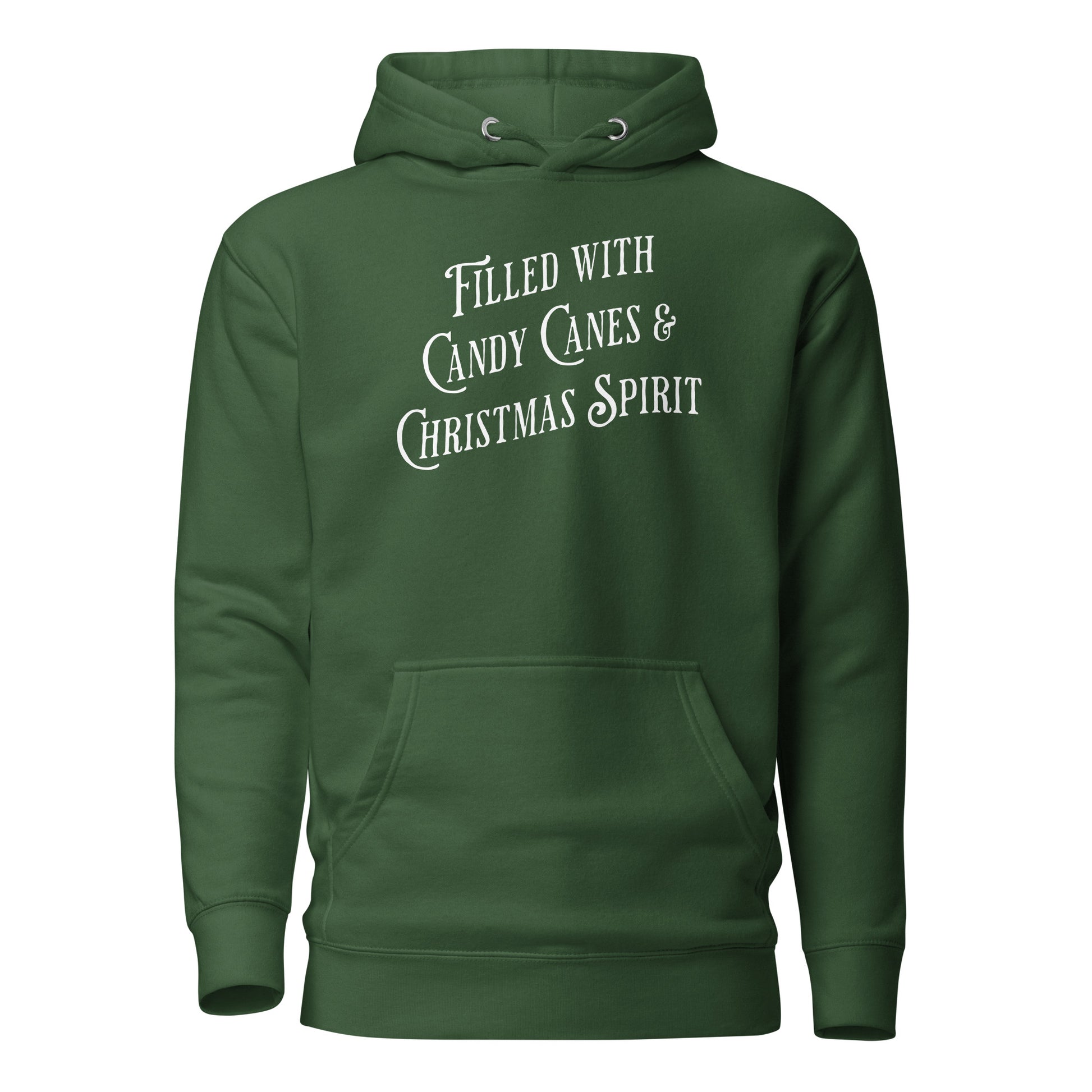 Filled with Candy Canes & Christmas Spirit Men's Hoodie Forest Green