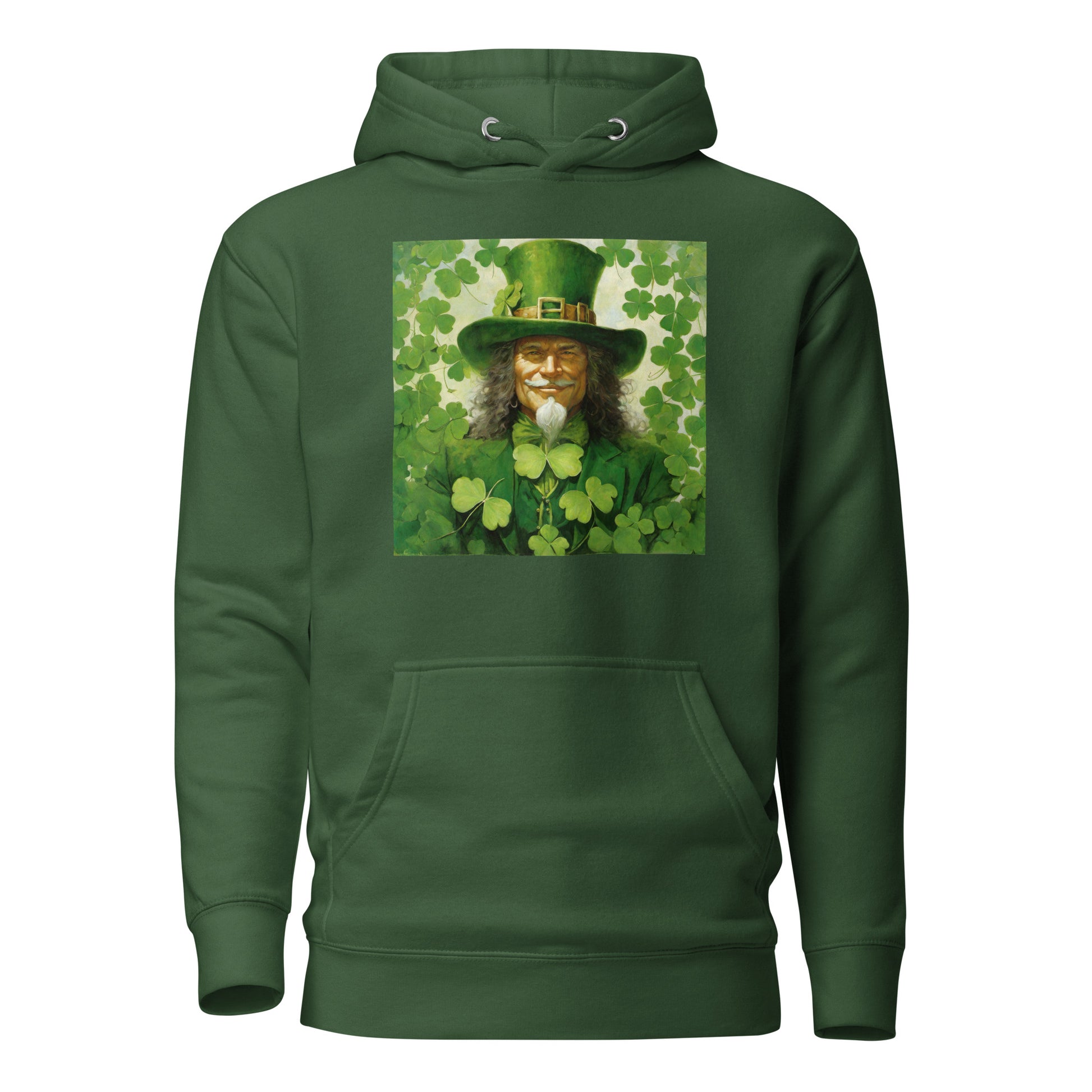 Leprechaun Shamrock Men's Hoodie for St Patty's Day Forest Green