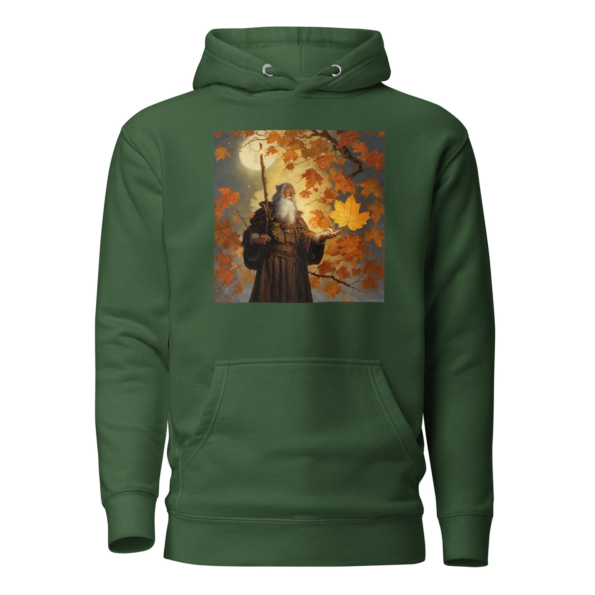 Mage Conjuring Fall Leaves Men's Hoodie Forest Green