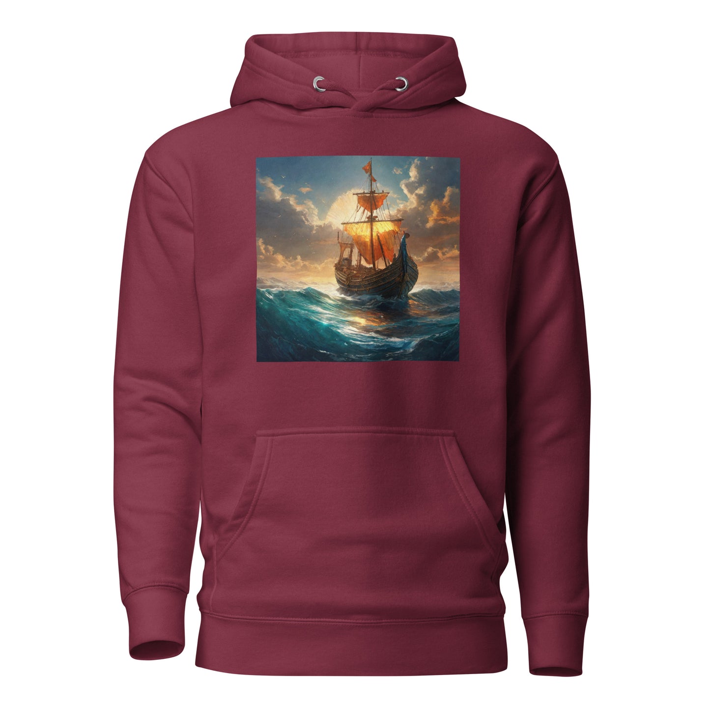 Sunset Ship Men's Hoodie Maroon