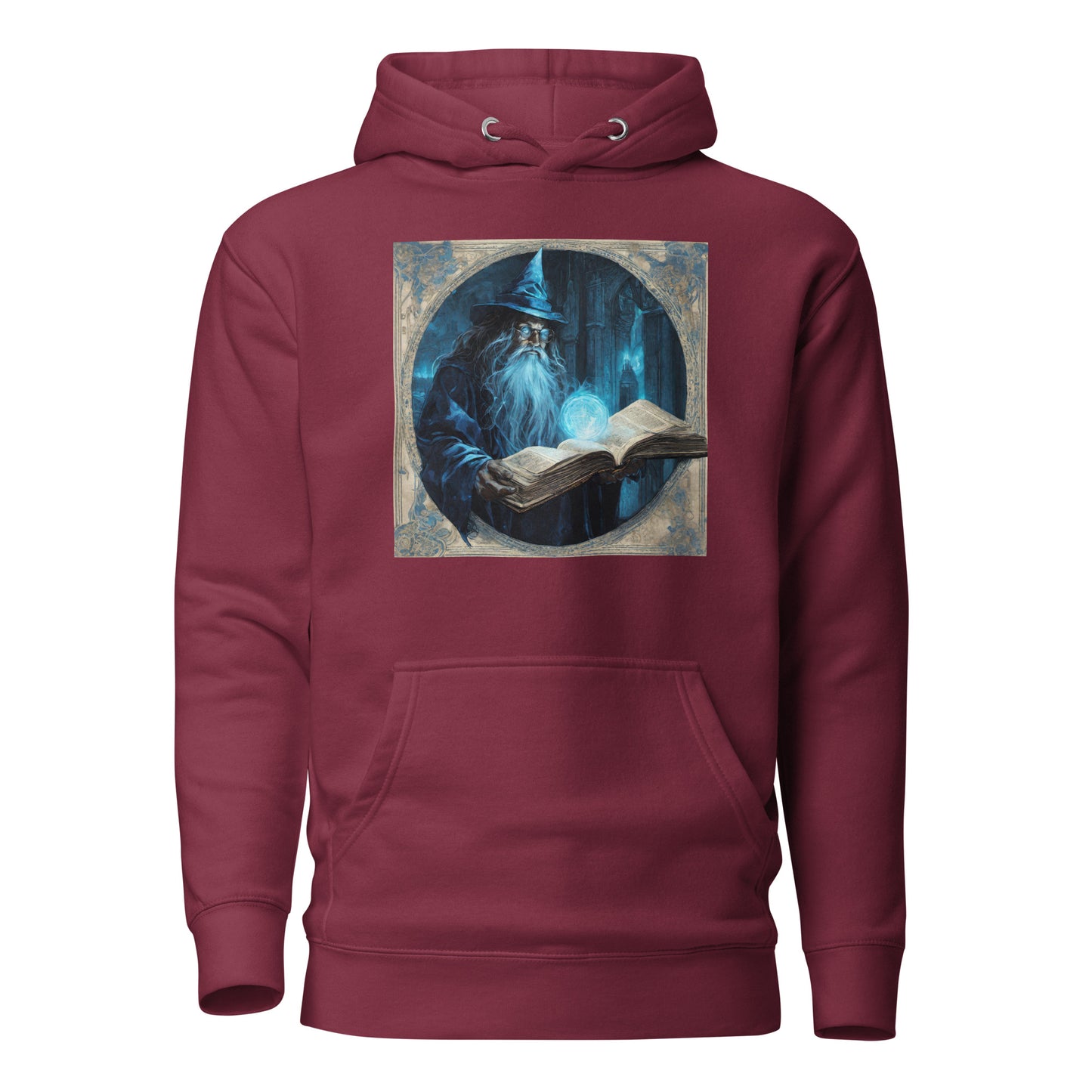 Wizard with Spell Book Men's Hoodie Maroon