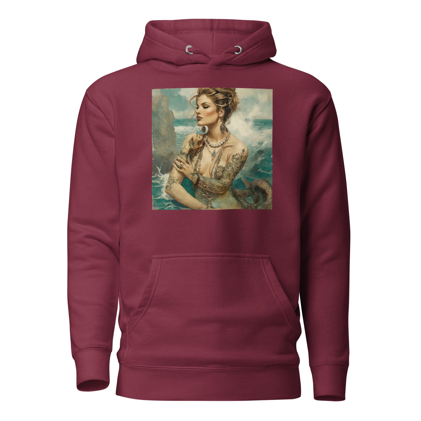 Mermaid with Tattoos Men's Hoodie Maroon