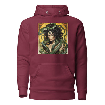 Enchanting Medusa Men's Mythology Hoodie Maroon