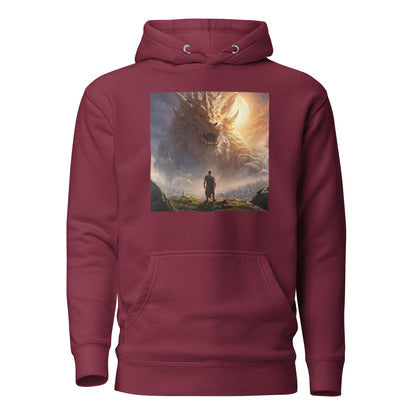 Small Warrior Facing a Giant Beast Men's Hoodie Maroon