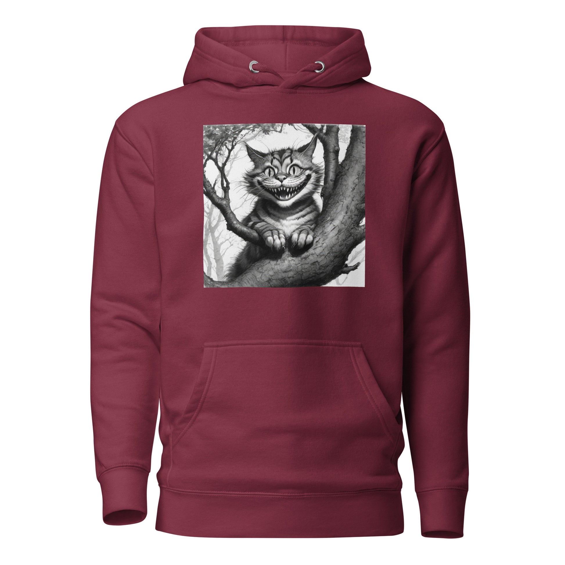 Cheshire Cat in a Tree Men's Alice in Wonderland Hoodie Maroon