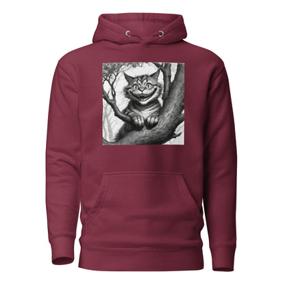 Cheshire Cat in a Tree Men's Alice in Wonderland Hoodie Maroon