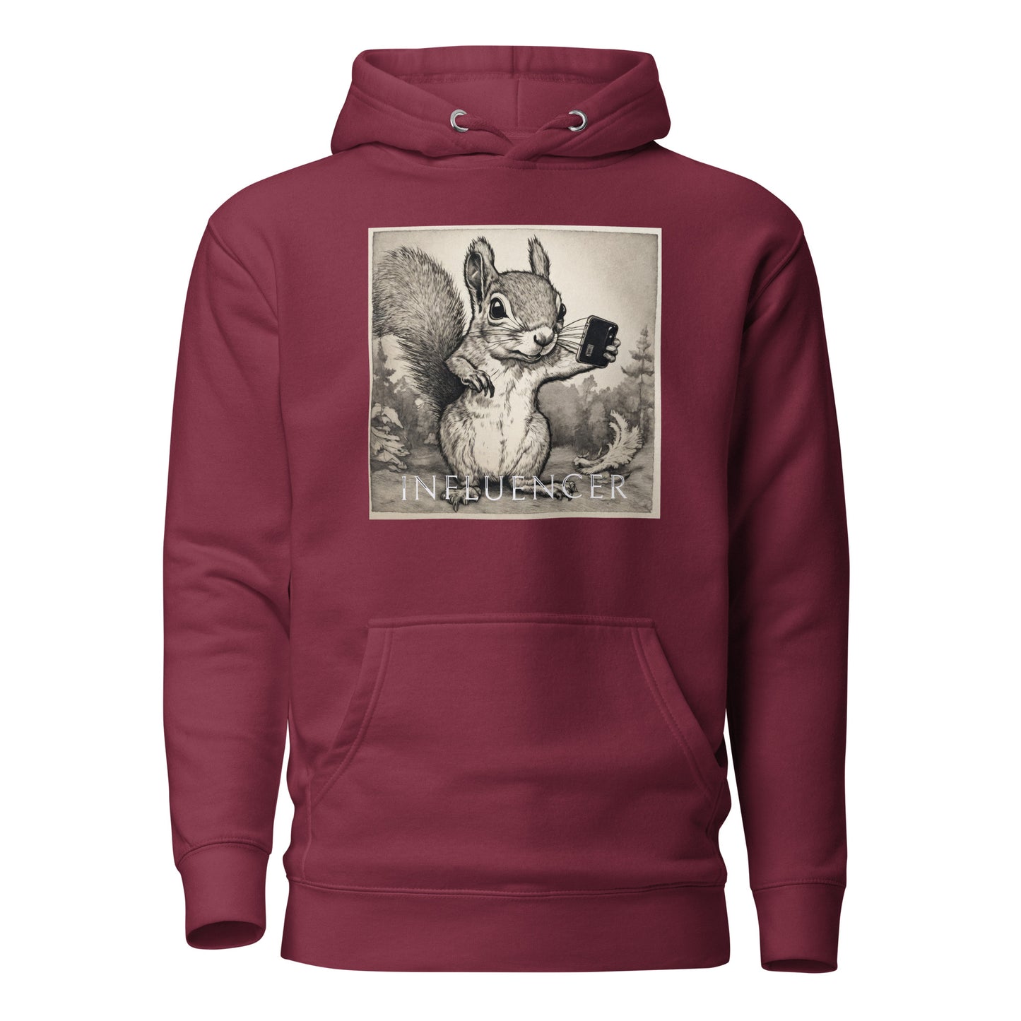 Squirrel Influencer Men's Funny Hoodie Maroon