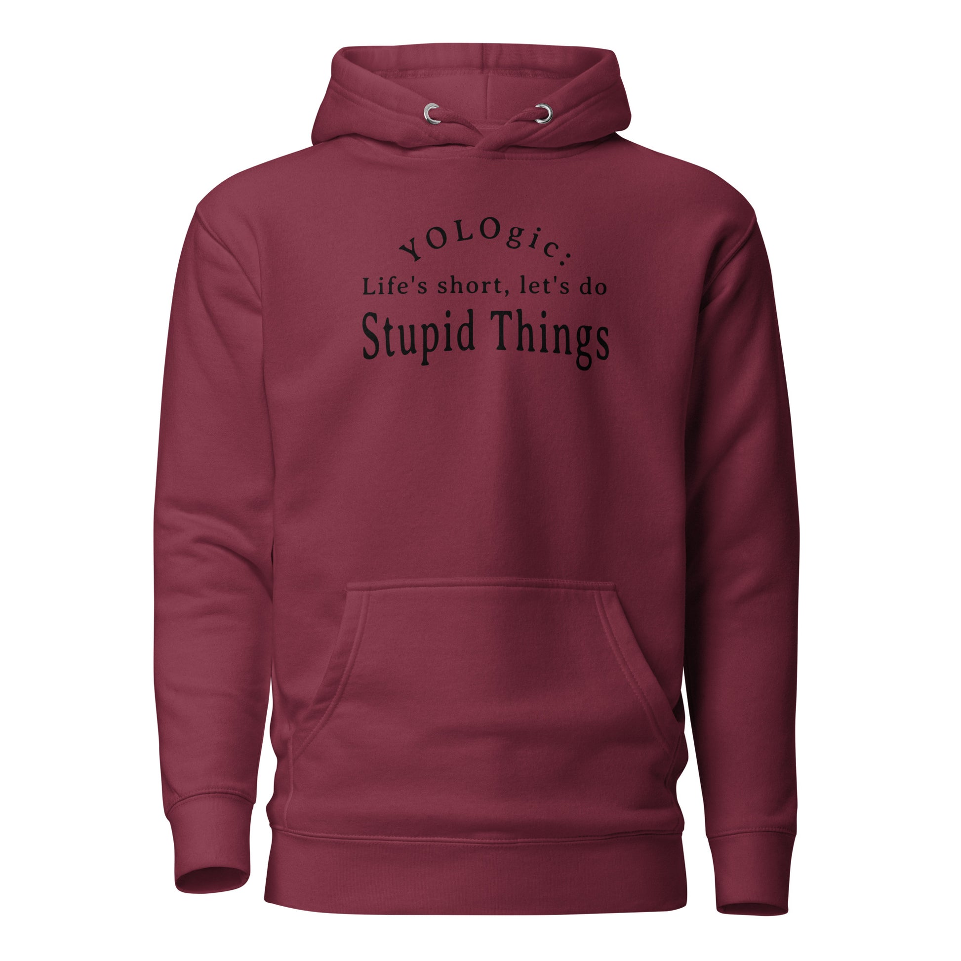 YOLOgic Men's Funny Hoodie Maroon