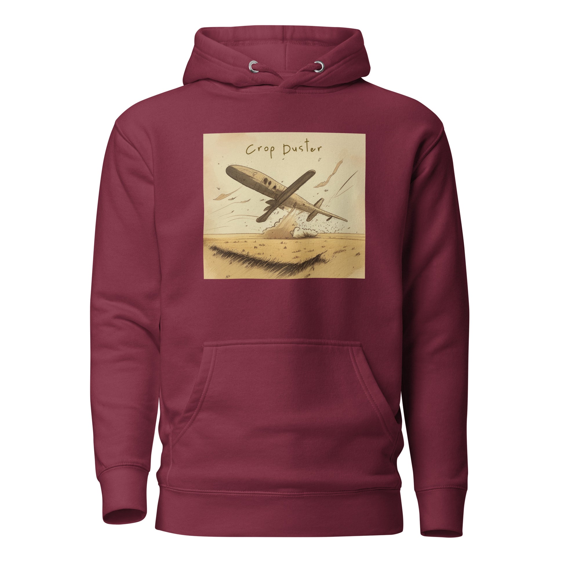 Crop Duster Men's Funny Hoodie Maroon