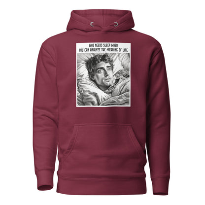 Late Night Analyzing Men's Funny Hoodie Maroon