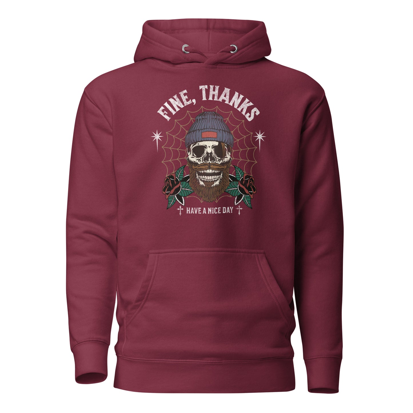 Fine Thanks Skull Men's Funny Hoodie Maroon