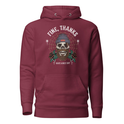 Fine Thanks Skull Men's Funny Hoodie Maroon