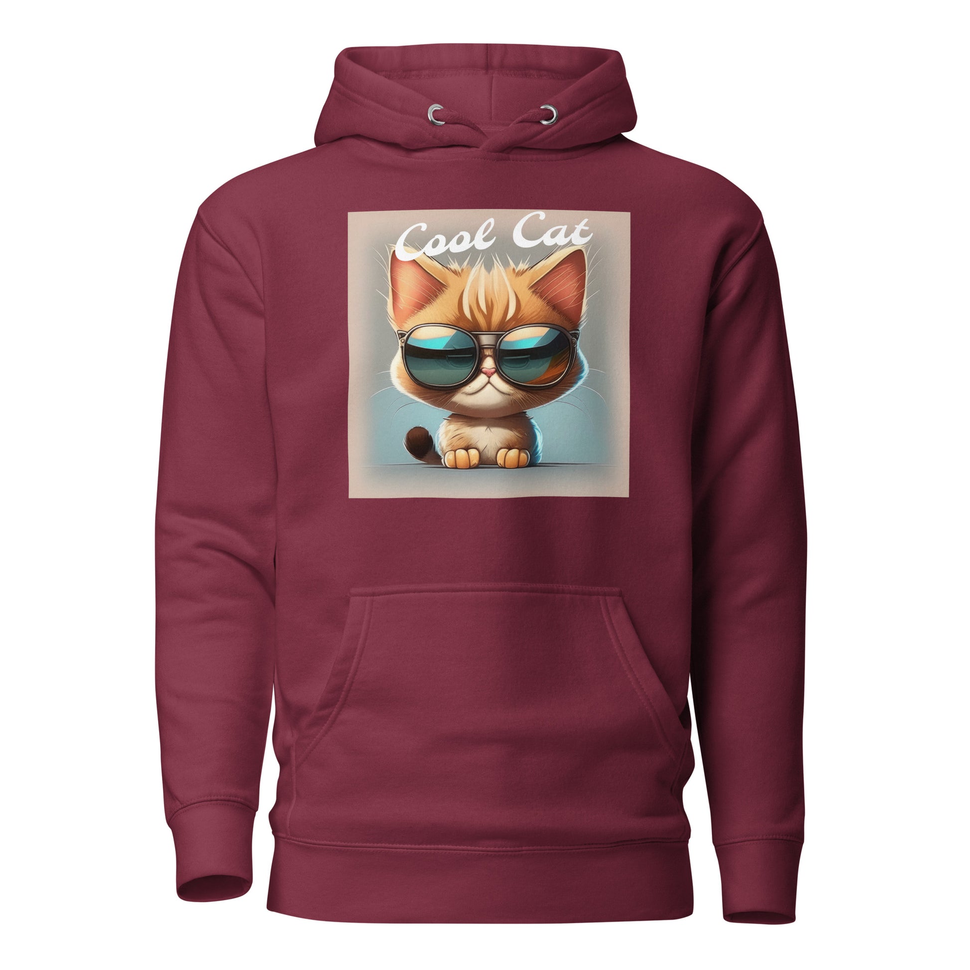 Cool Cat Men's Funny Hoodie Maroon