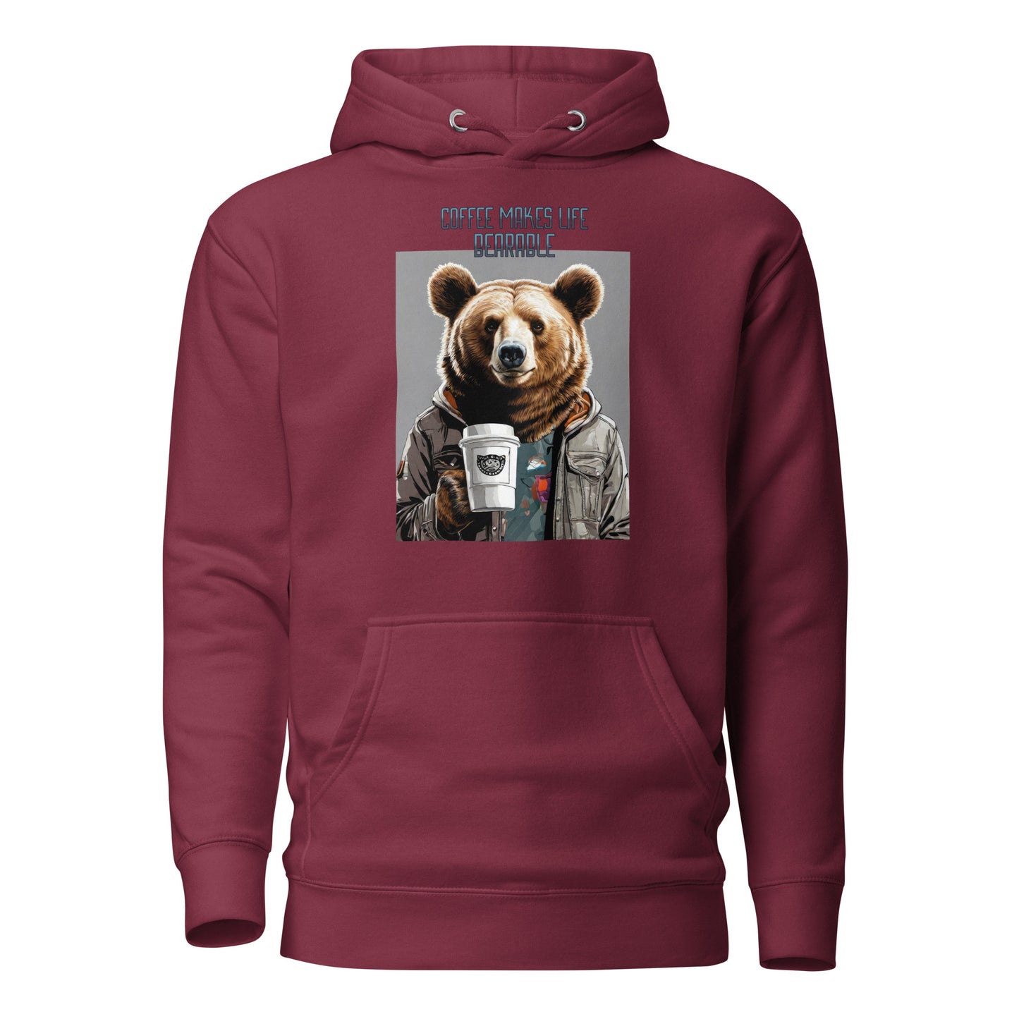 Coffee Makes Life Bearable Men's Funny Hoodie Maroon