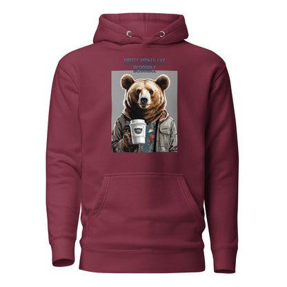 Coffee Makes Life Bearable Men's Funny Hoodie Maroon