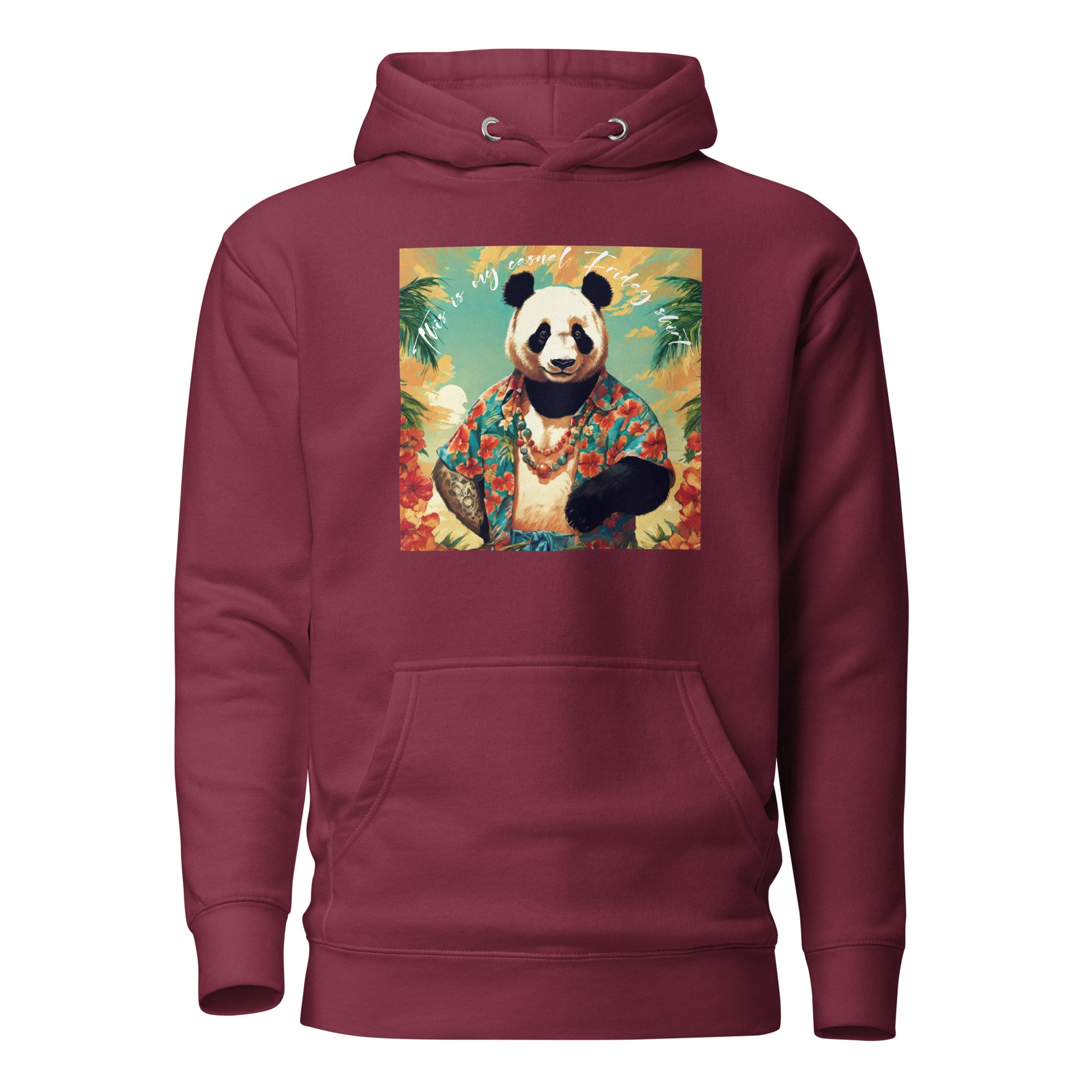 Casual Friday Panda Men's Funny Hoodie Maroon