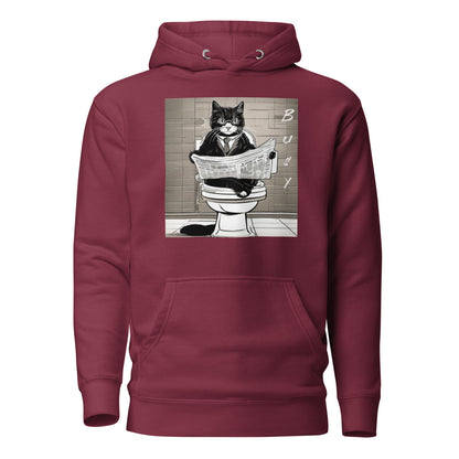 Busy Cat Men's Funny Hoodie Maroon