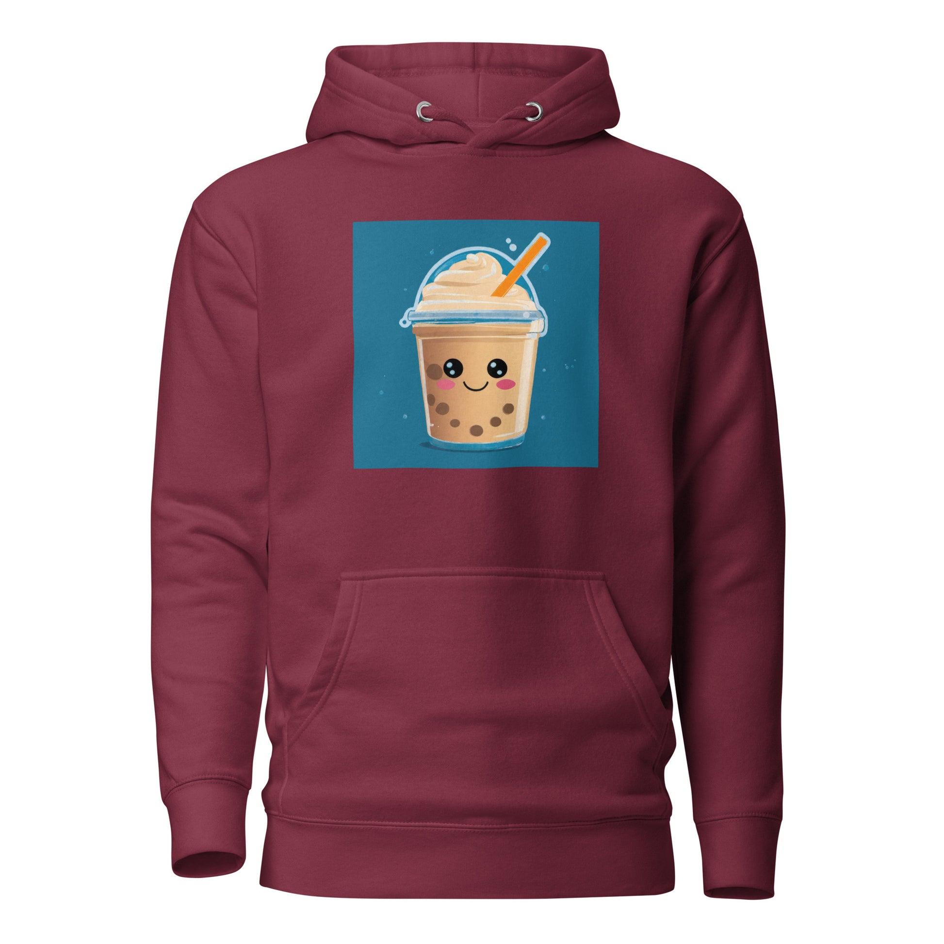 Boba Bubble Milk Tea Men's Funny Hoodie Maroon