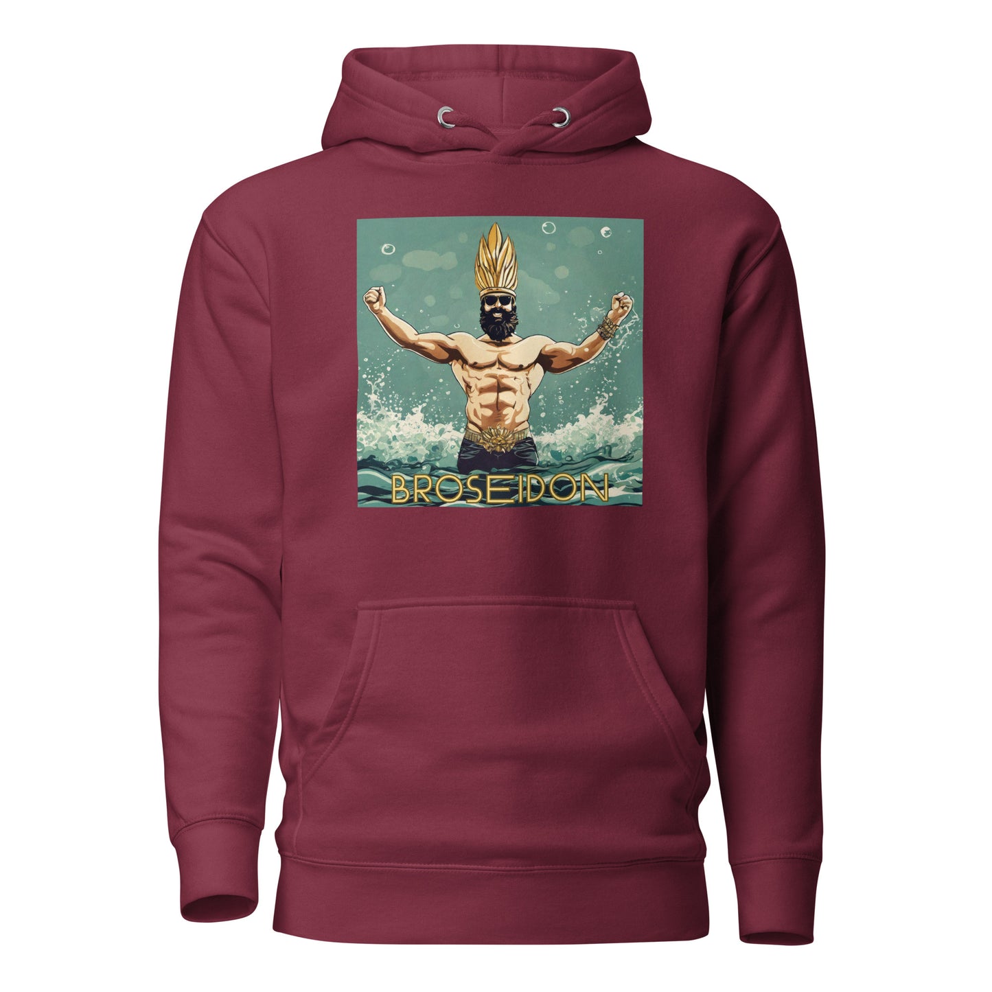 Broseidon Men's Funny Graphic Hoodie Maroon