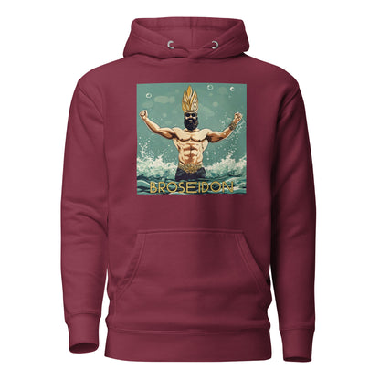 Broseidon Men's Funny Graphic Hoodie Maroon