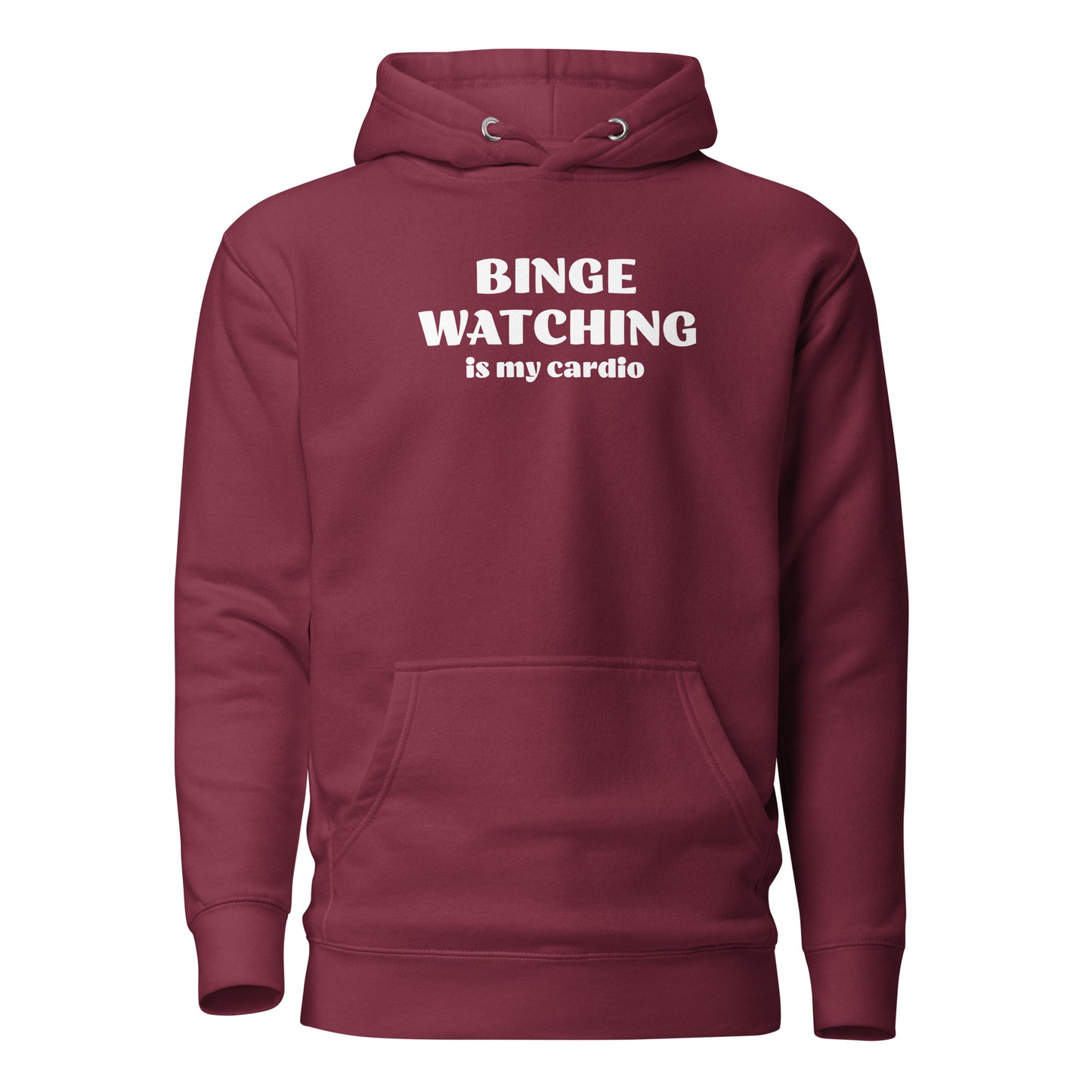 Binge Watching is my Cardio Men's Funny Hoodie Maroon