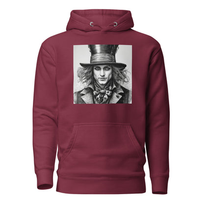 Serenely Eccentric Mad Hatter Men's Hoodie Maroon